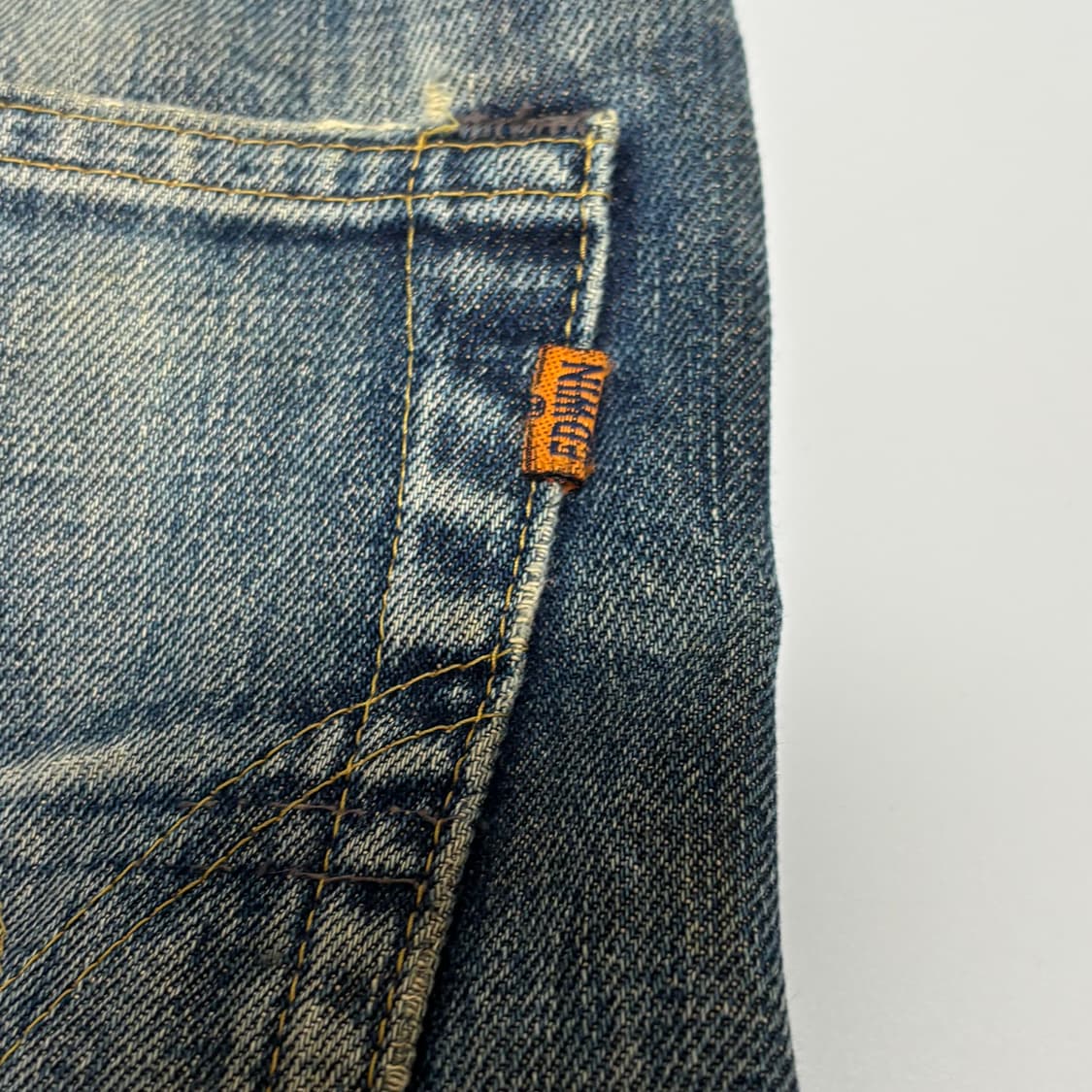 에드윈 505 오렌지 탭 데미지 컷오프 스트레이트 데님 팬츠 상품이미지5