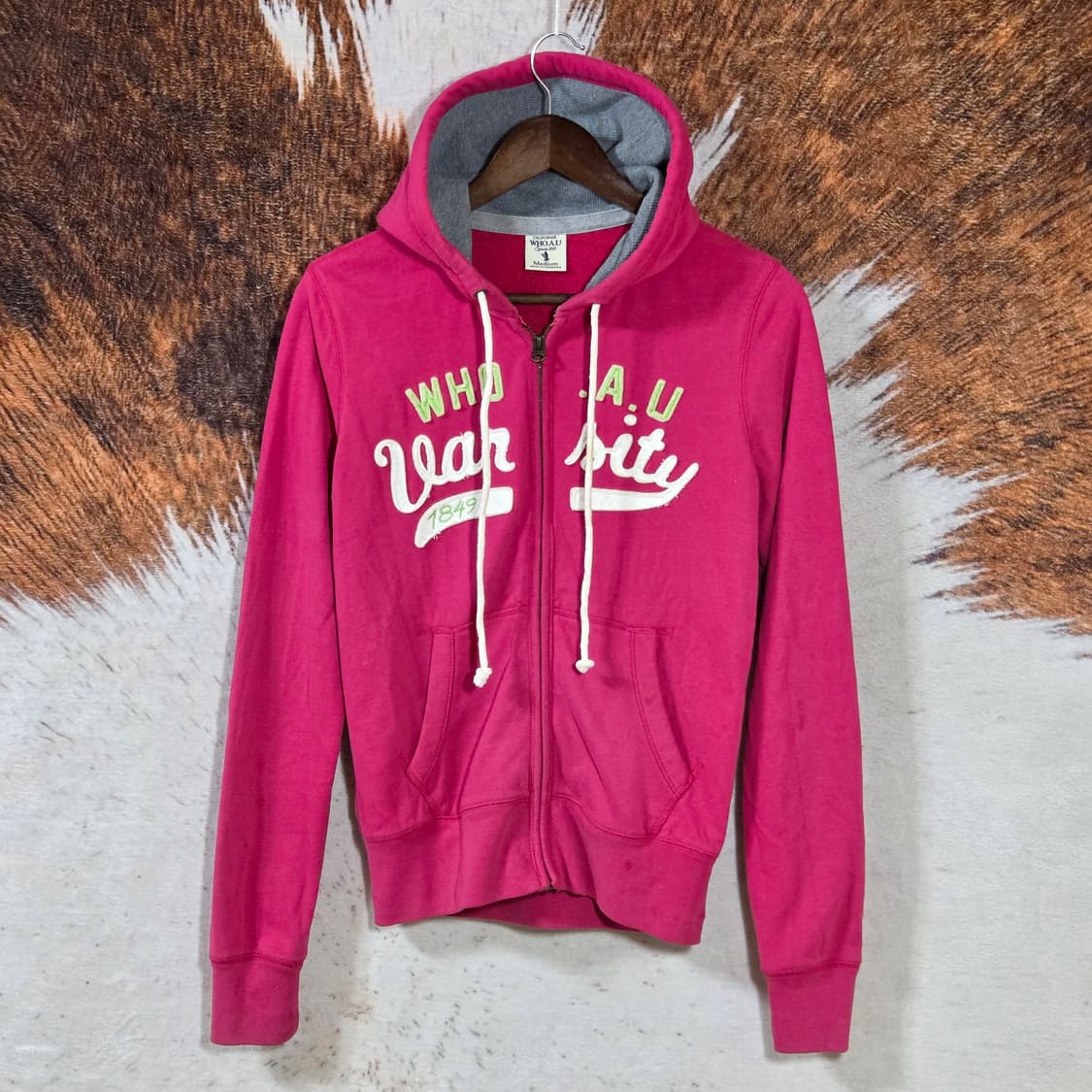 후아유 핑크 슬림핏 Y2K 후드집업 상품이미지1