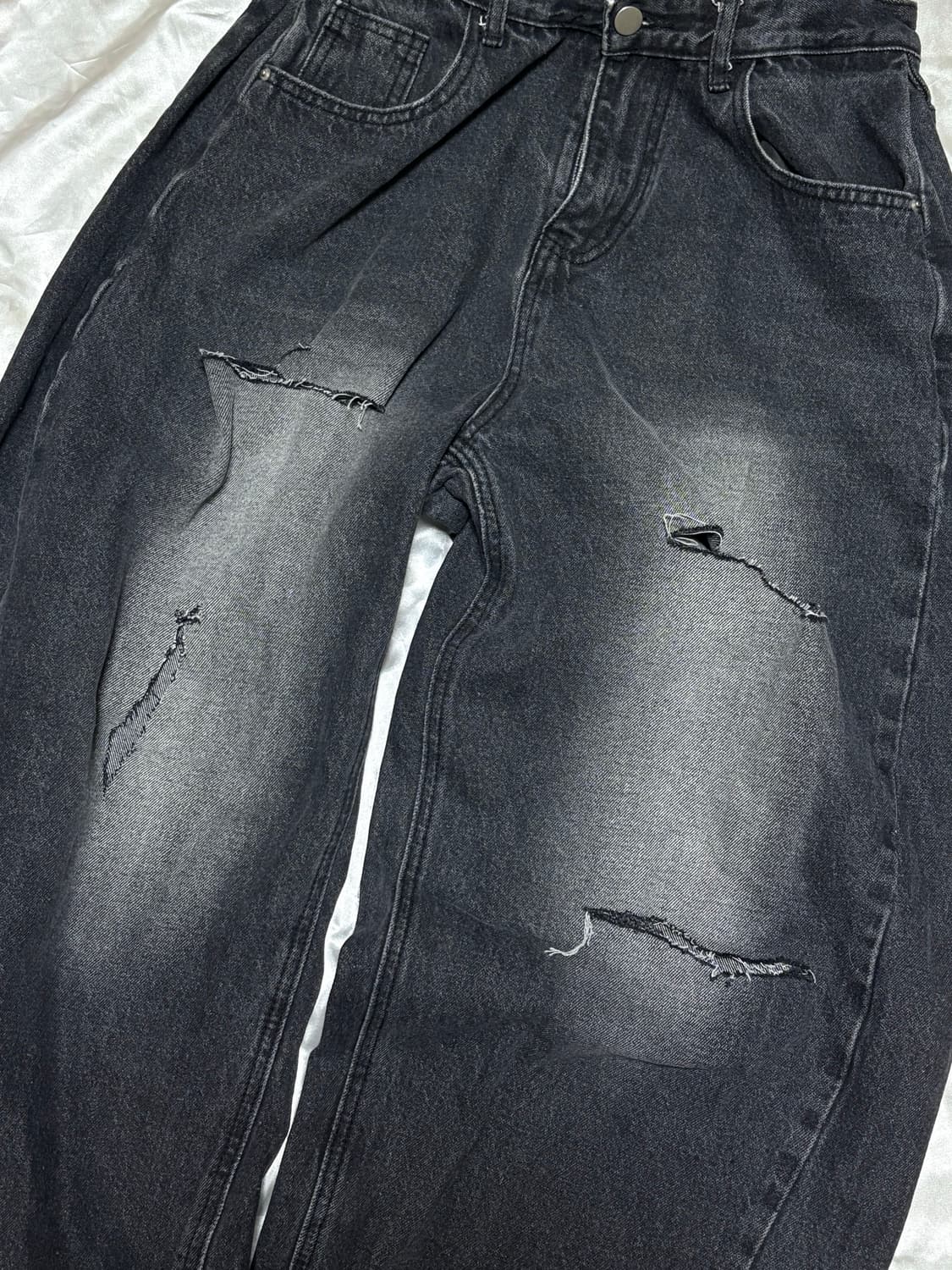 흑청 워싱 데님 찢청 상품이미지2