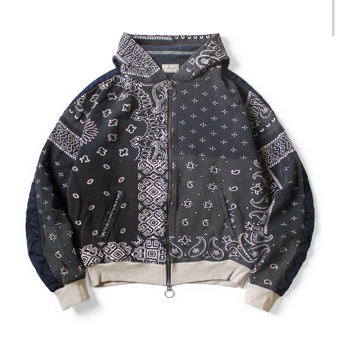 캐피탈 플리스 니트 반다나 비부악 후디드 블루종 화이트 4 상품이미지4