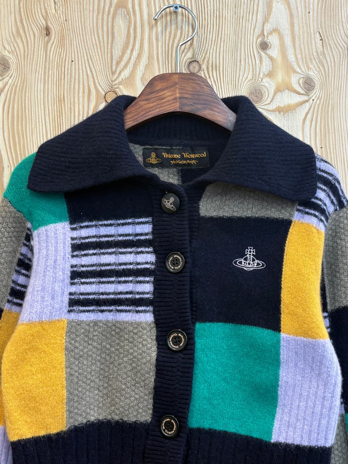 비비안웨스트우드 패치워크 라펠 울 니트 가디건 상품이미지2