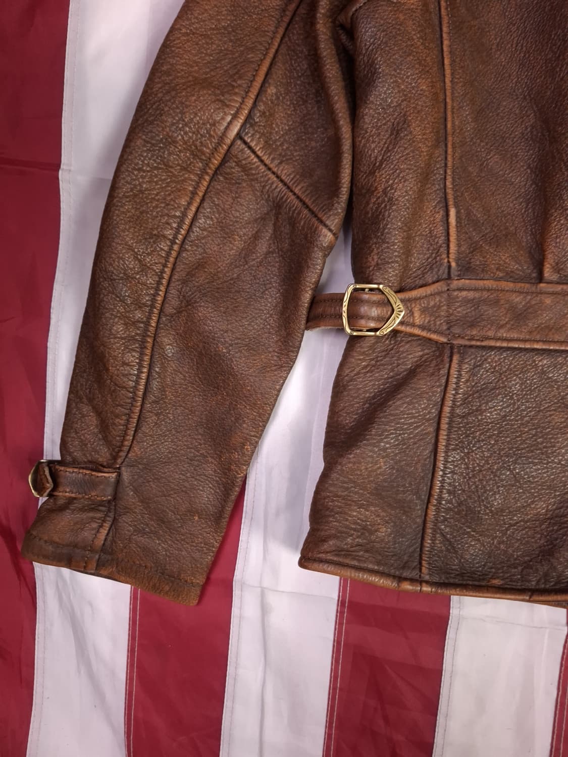 새제품 빈티지 리얼레더 라이더자켓 상품이미지10