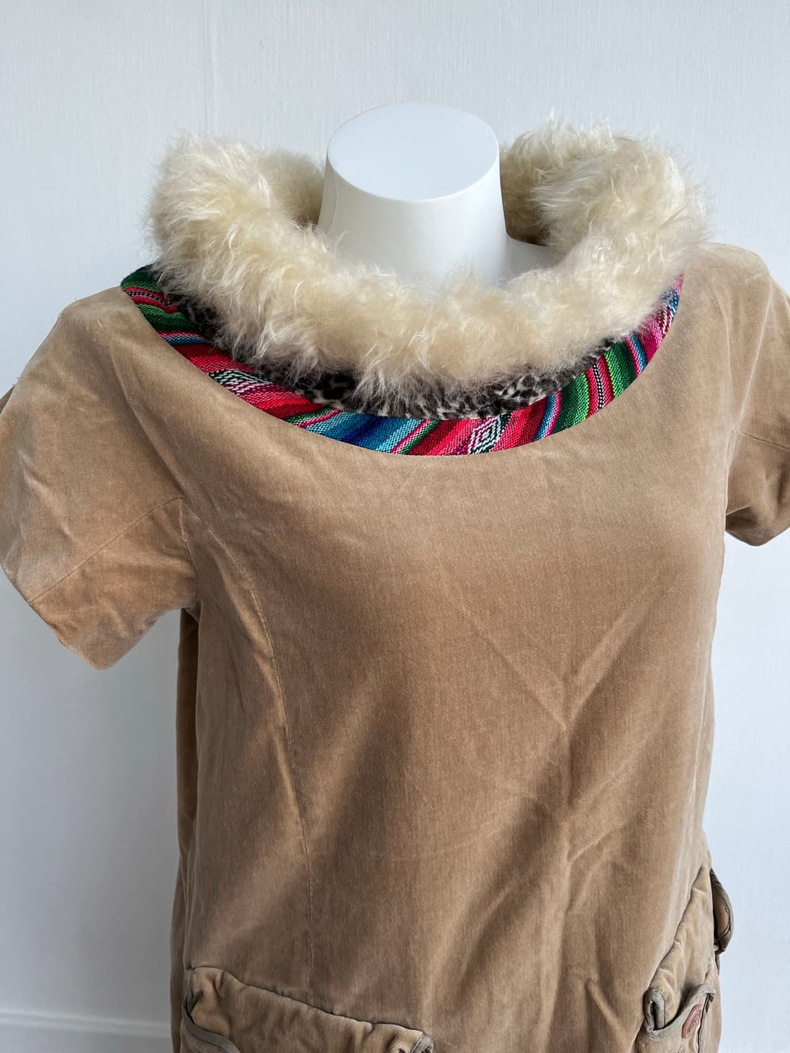 Sunaokuwahara 퍼 트리밍 벨벳 원피스 상품이미지2