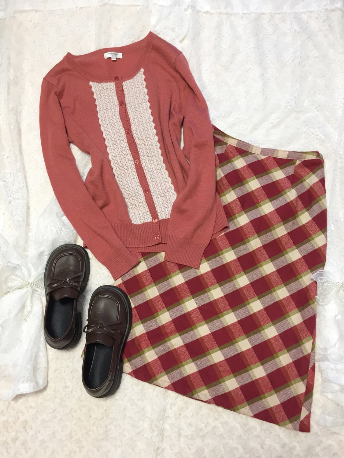 빈티지 사만사모스 사과 체크 스커트 상품이미지1