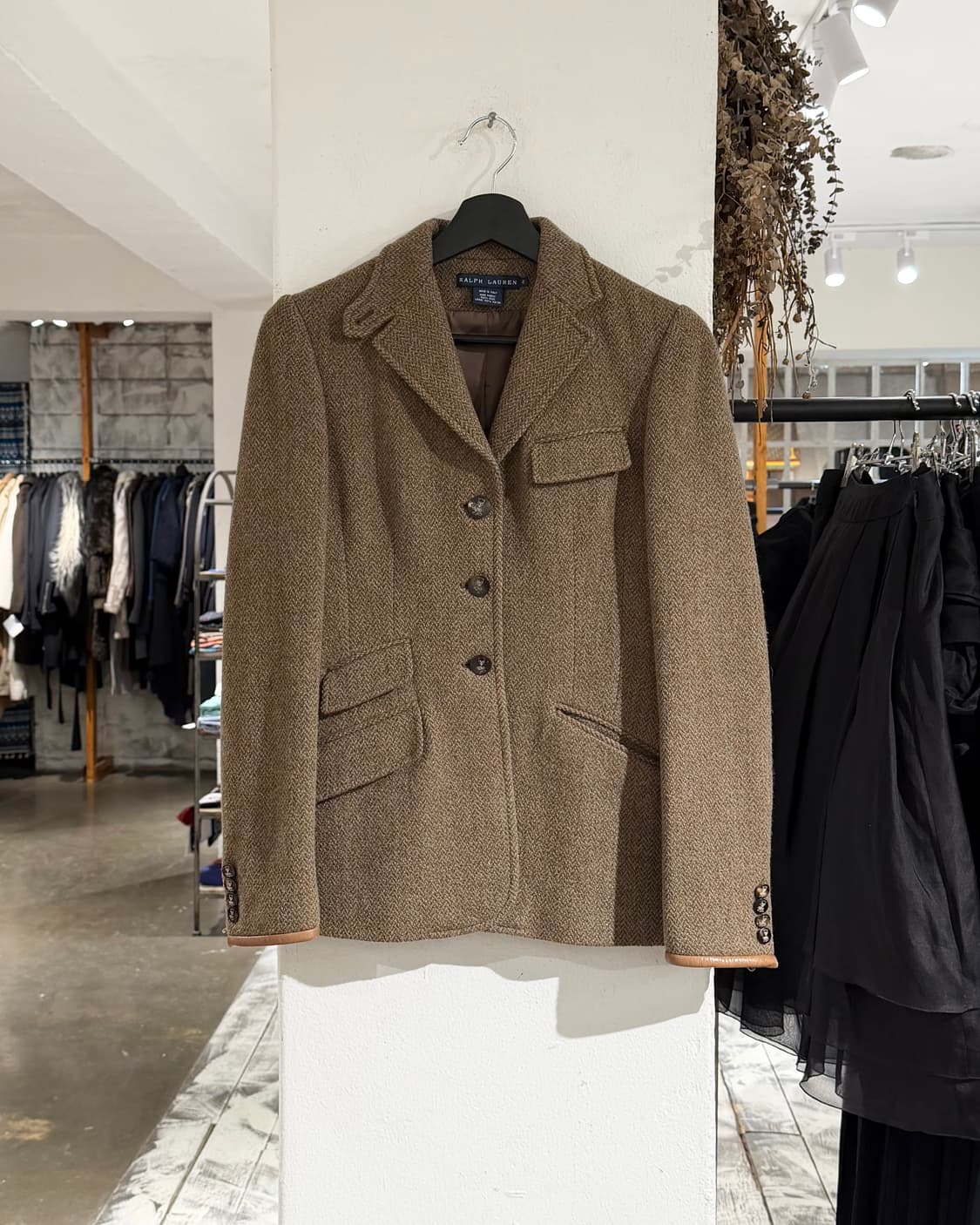 랄프로렌 브라운 헤링본 울 싱글 블레이저 상품이미지1