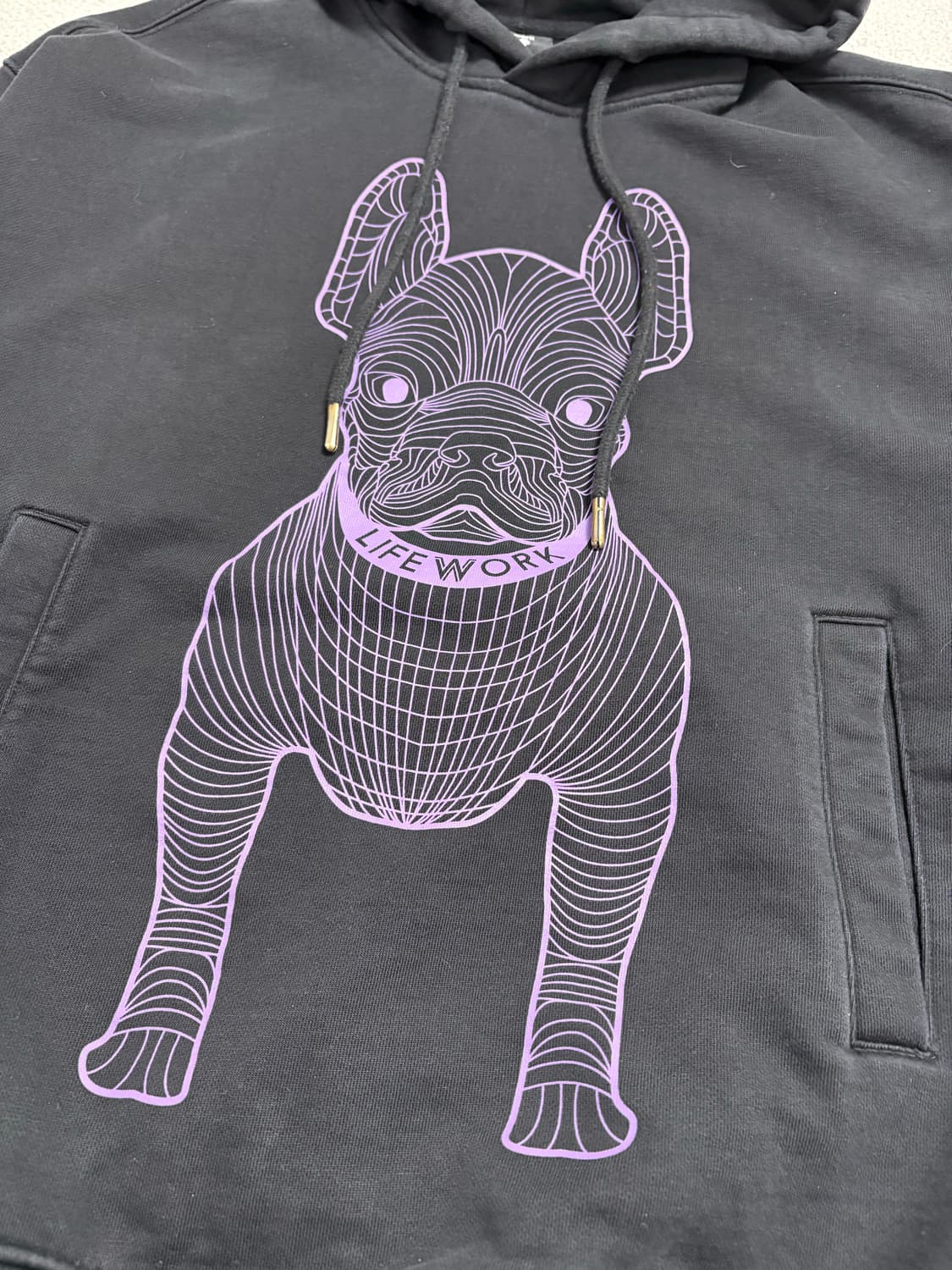 라이프워크 빅라독 퍼플 프린팅 후드티 블랙 상품이미지7