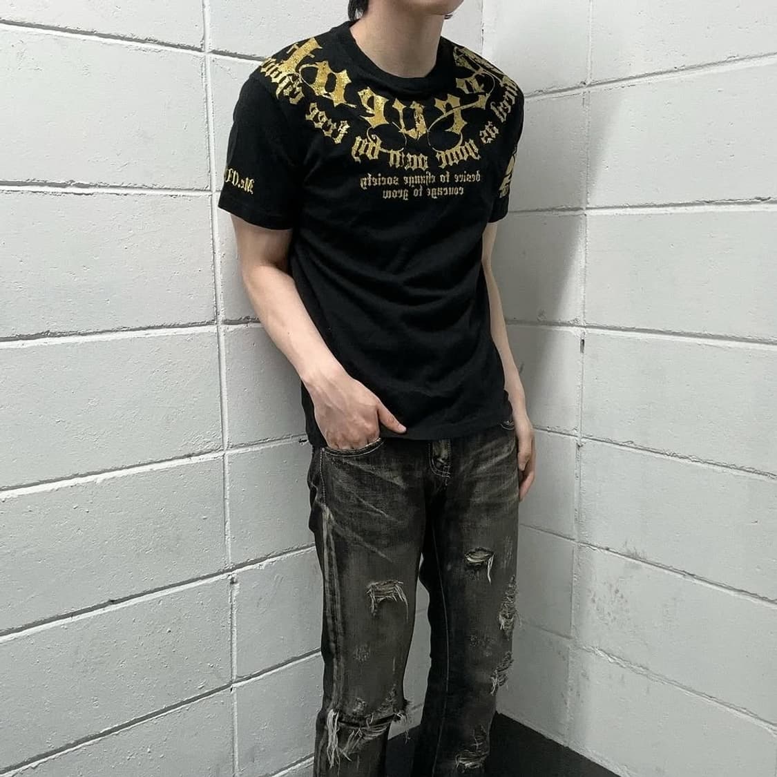 glitter skull back printing short 상품이미지2