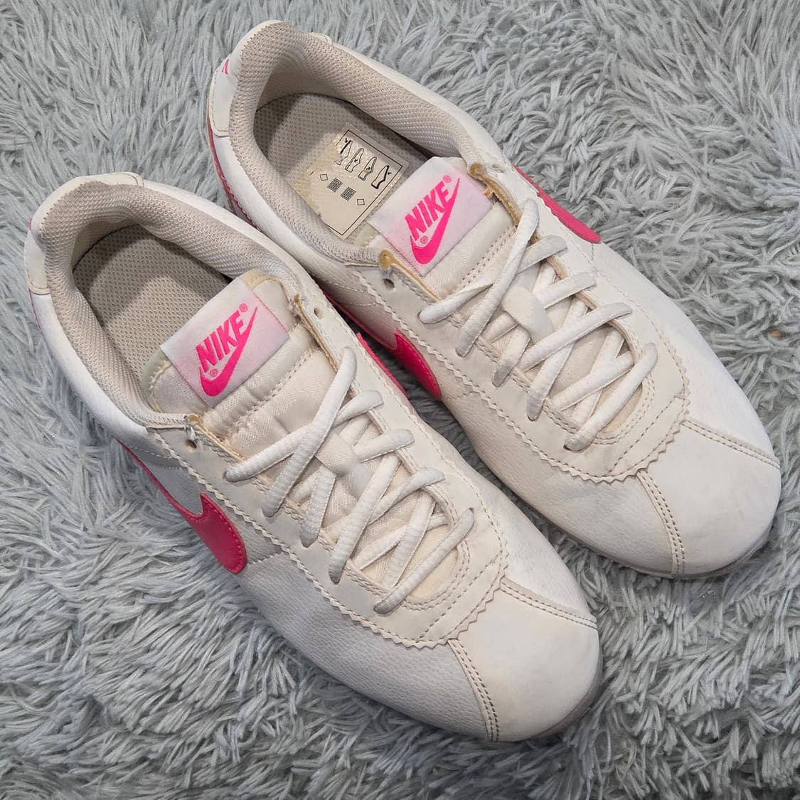 6q-28:나이키 코르테즈 핑크 스우시 화이트 러닝 스니커즈(23.5cm 상품이미지5