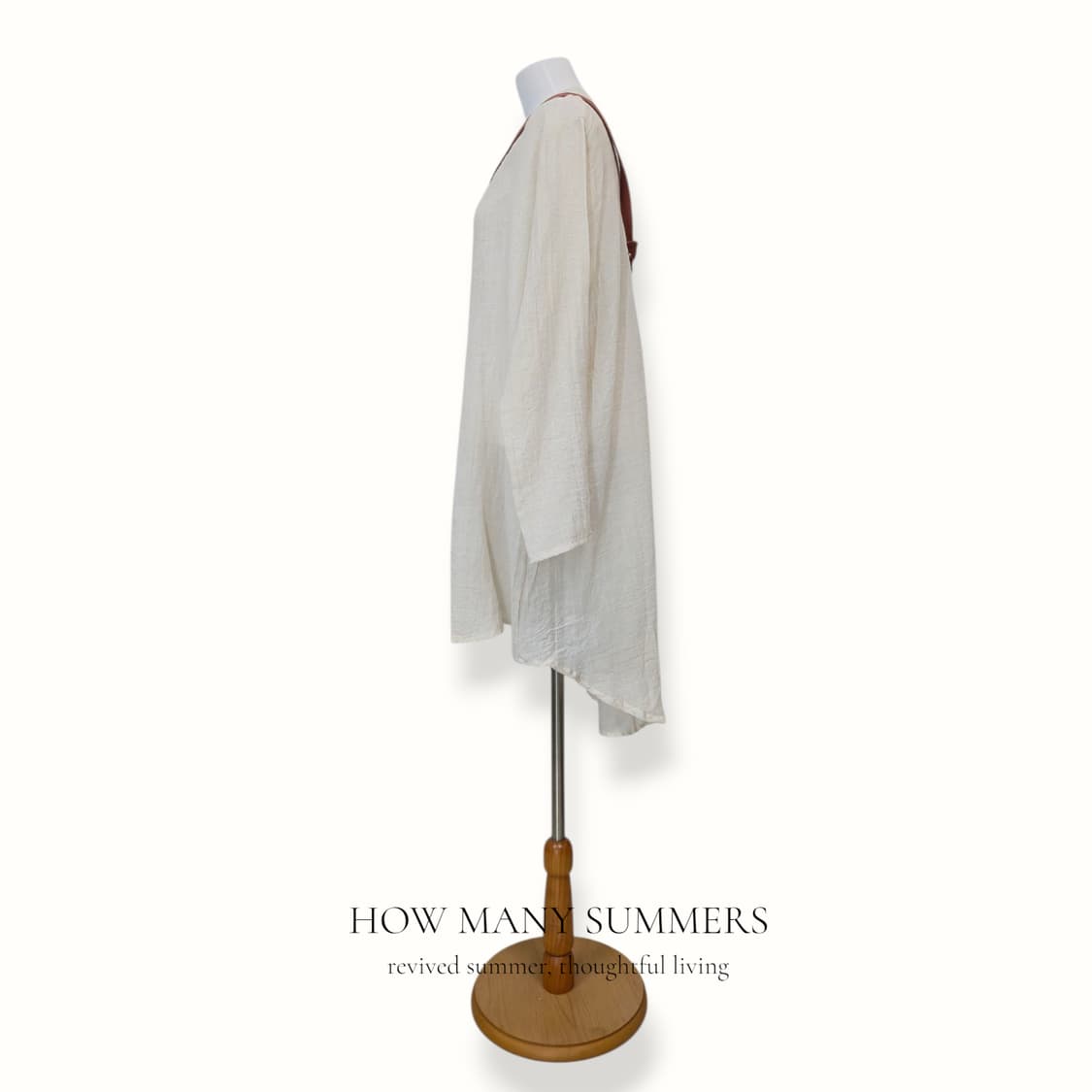 린넨 셔츠 롱 원피스 라이트베이지 밴드카라 긴팔 튜닉
 상품이미지2