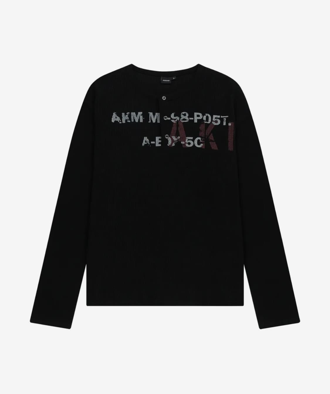 1) AAKAM 아캄 와플 헨리넥 롱슬리브 블랙 상품이미지1