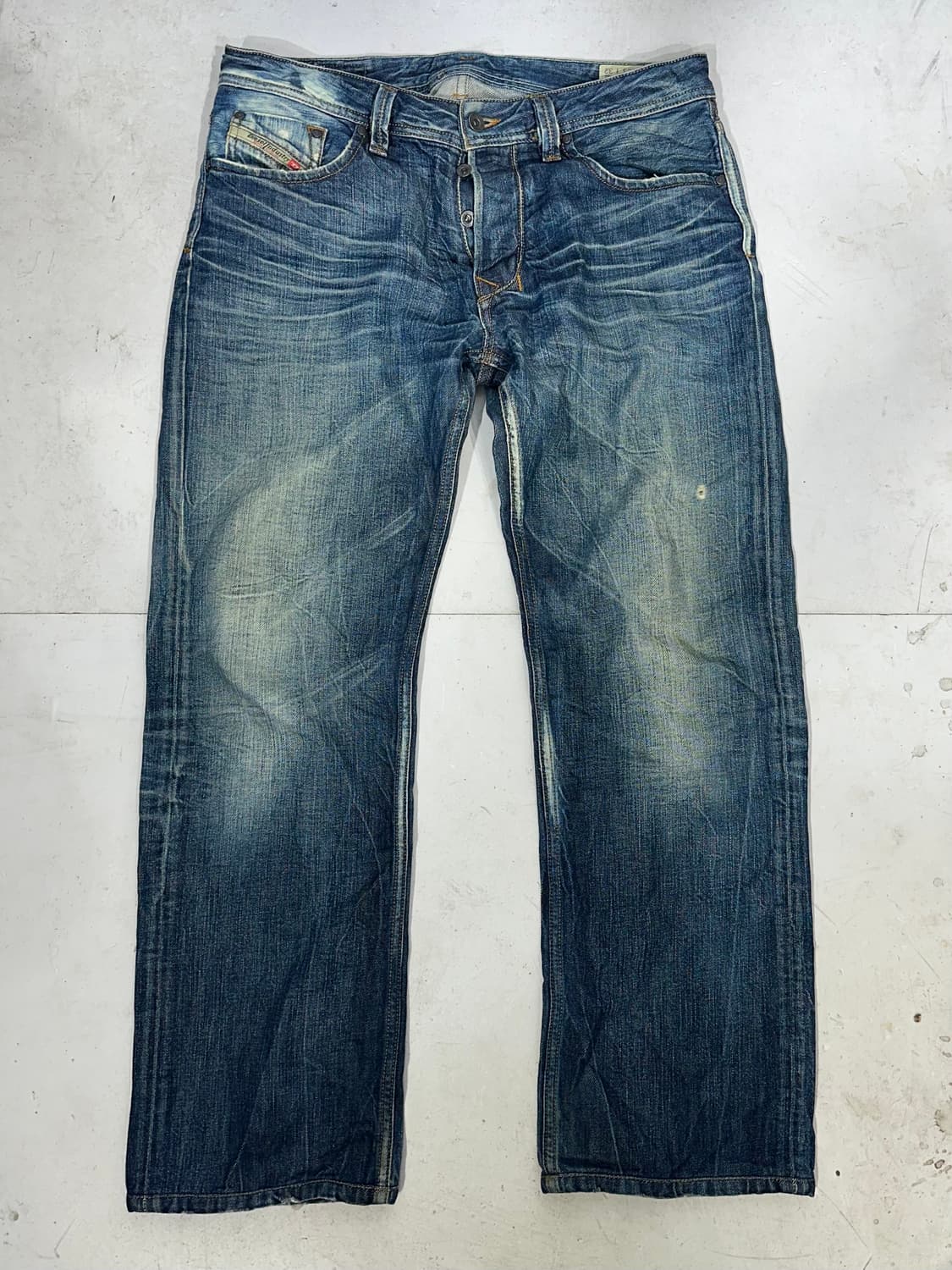 디젤 진청 레이크 워싱 와이드 데님 팬츠 청바지  상품이미지4