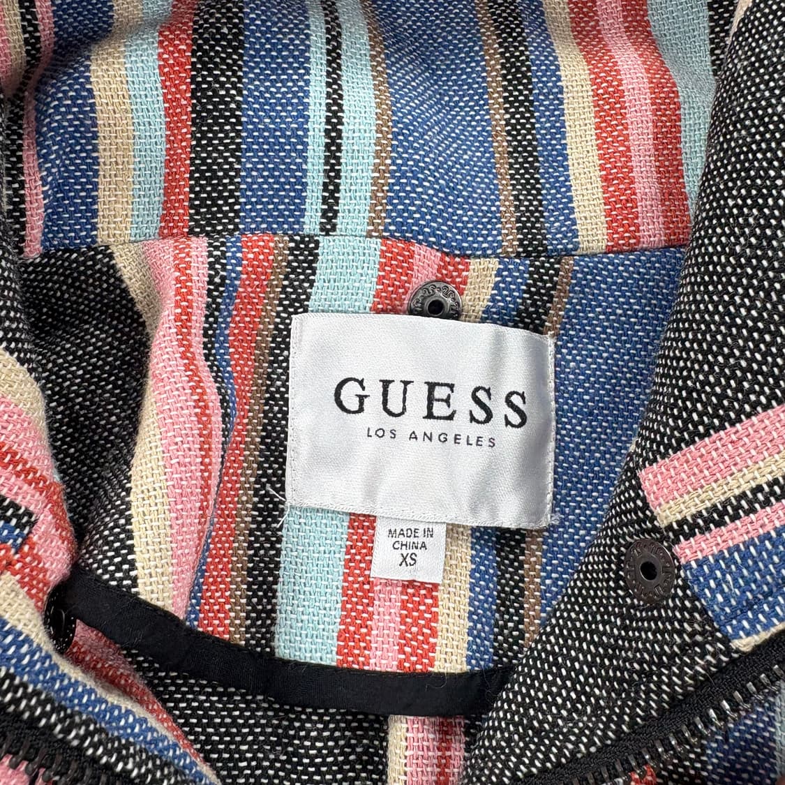 GUESS Fringed Striped Zip Front Hooded J 상품이미지3