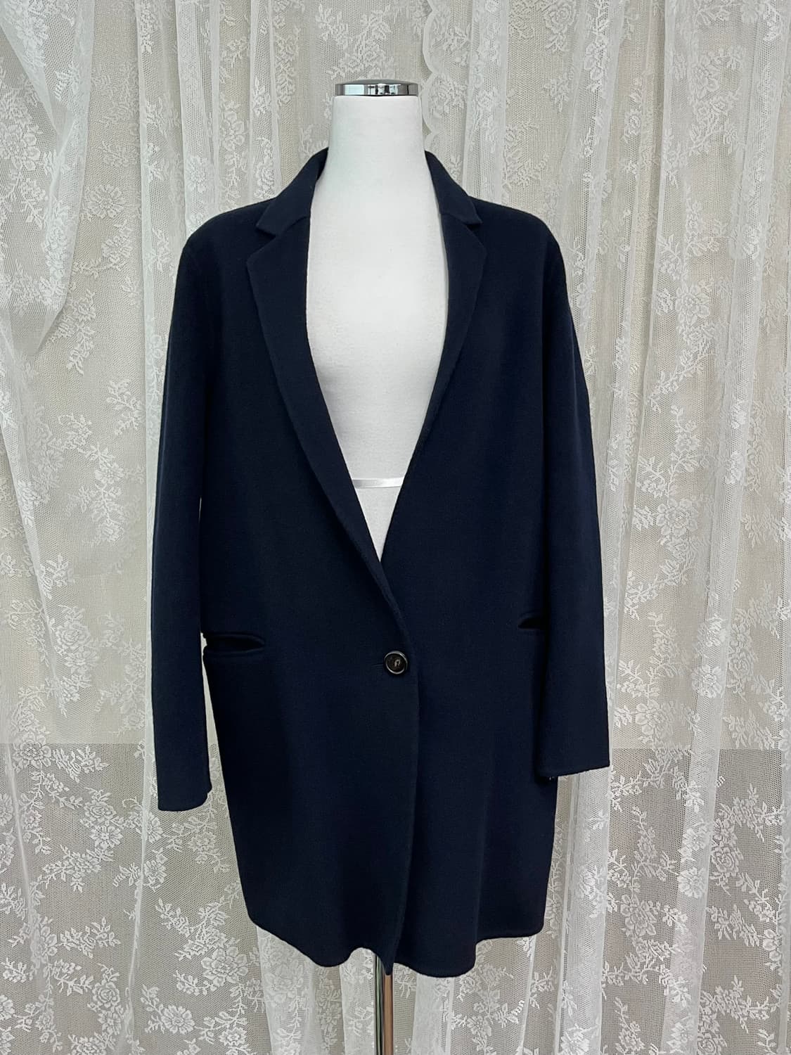 82-94-160) 한섬 시스템 핸드메이드 코트 네이비 상품이미지1