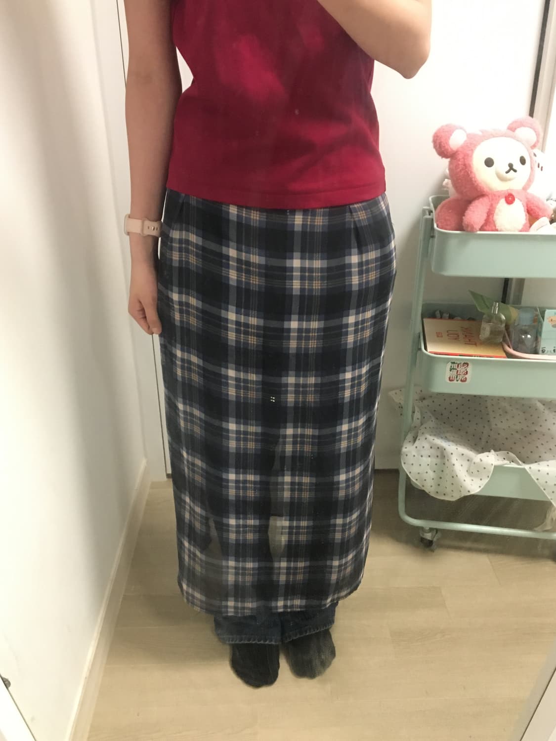 체크 롱스커트 상품이미지3