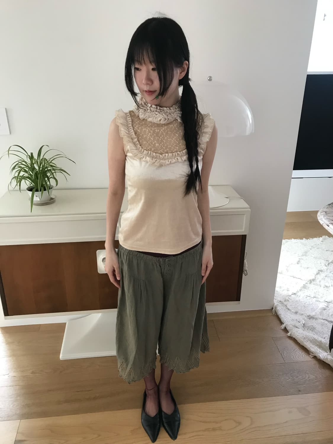 vintage lace button pants 상품이미지3