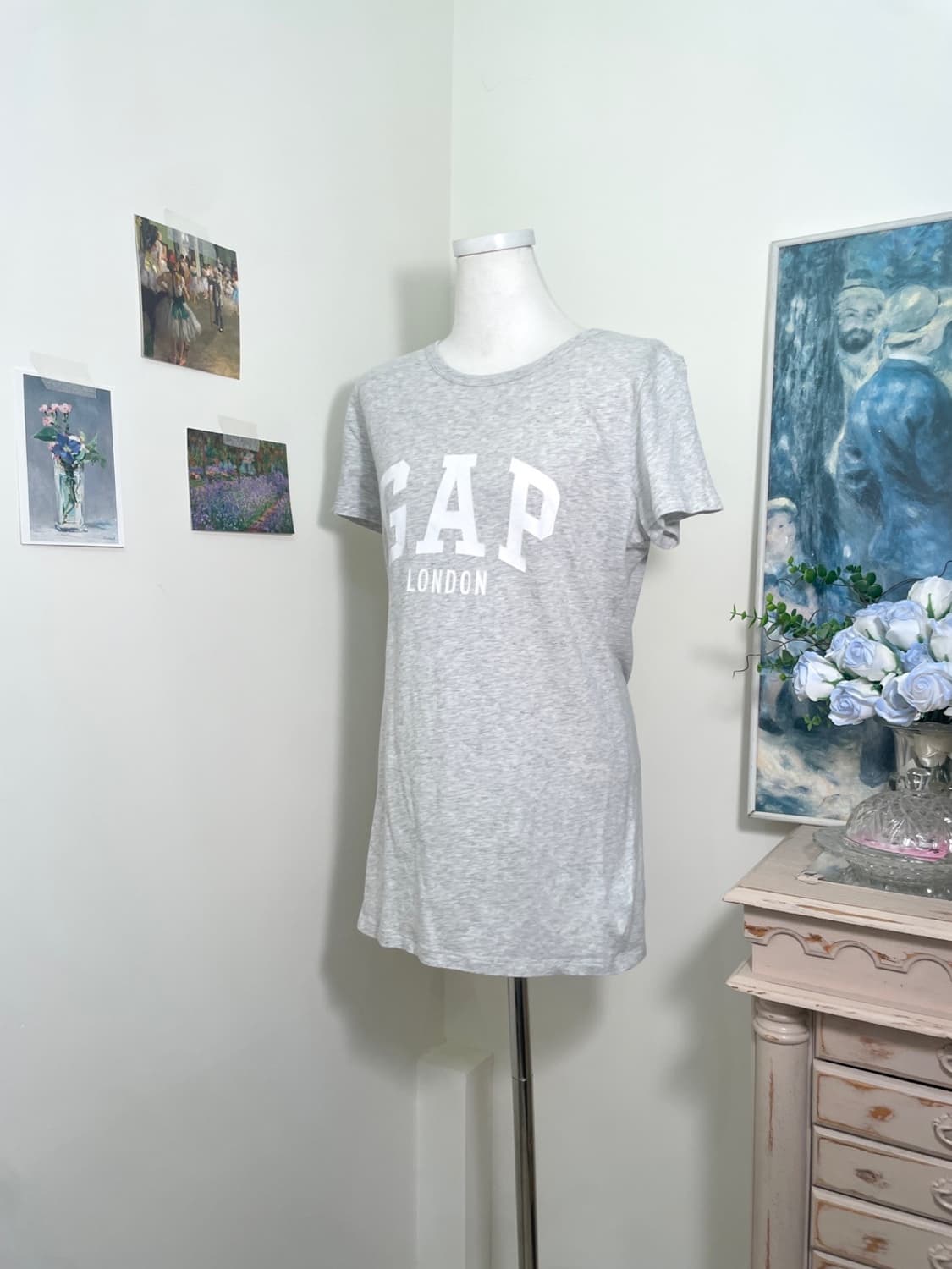 GAP melange gray logo point half top 상품이미지2