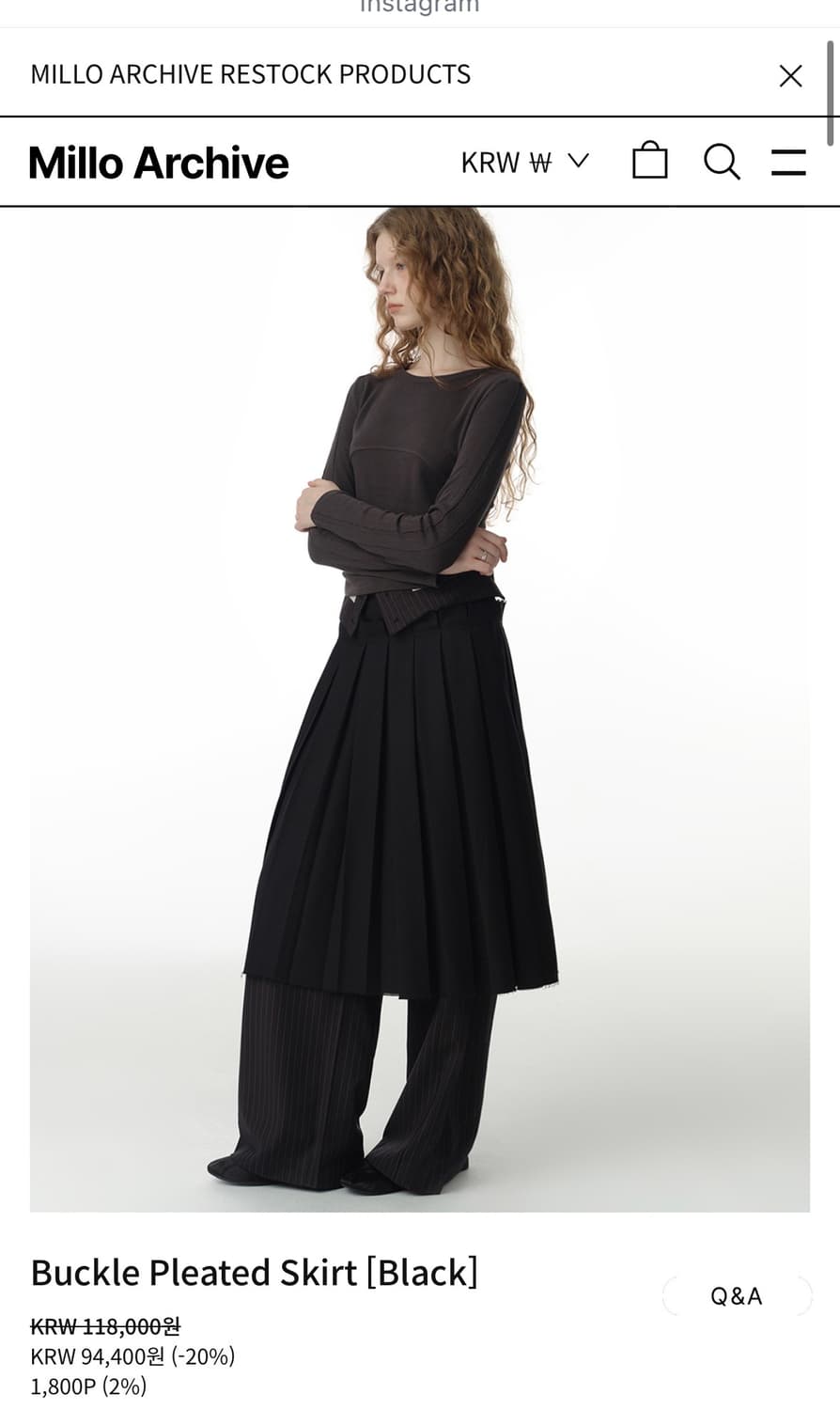 밀로우먼 버클플리츠 스커트(black) 상품이미지1