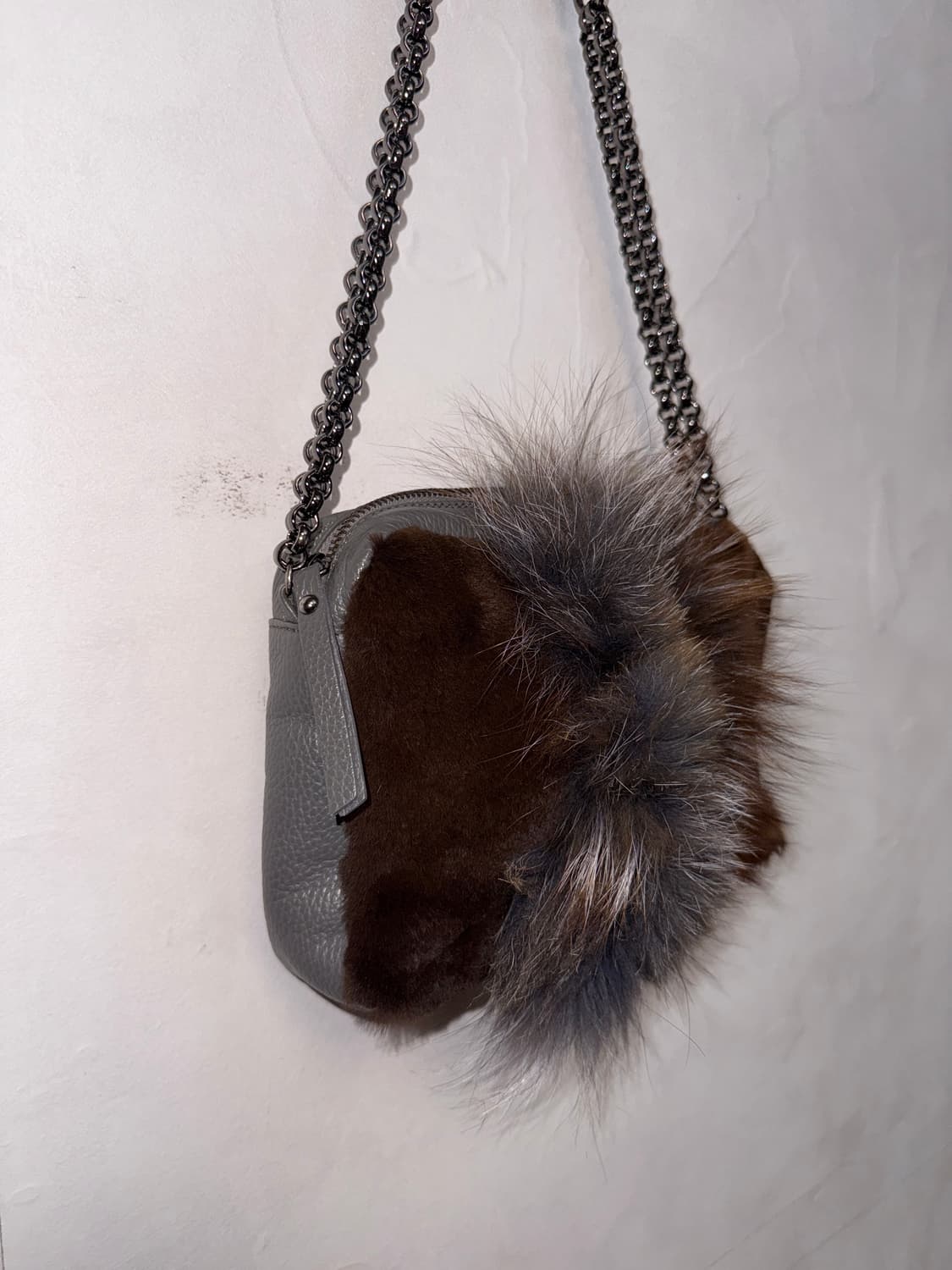 Mixed ash brown fox fur chain bag 상품이미지3