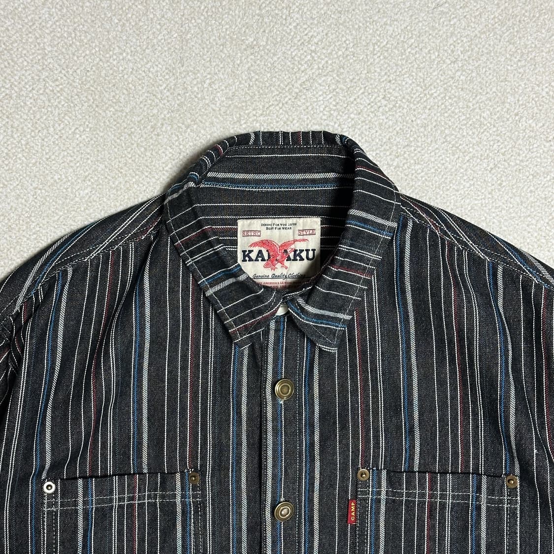 카라쿠 멀티 스트라이프 자카드 데님 워크 셔츠 상품이미지5