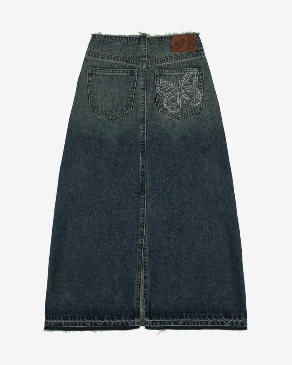 Damage denim butterfly pocket long skirt 상품이미지3
