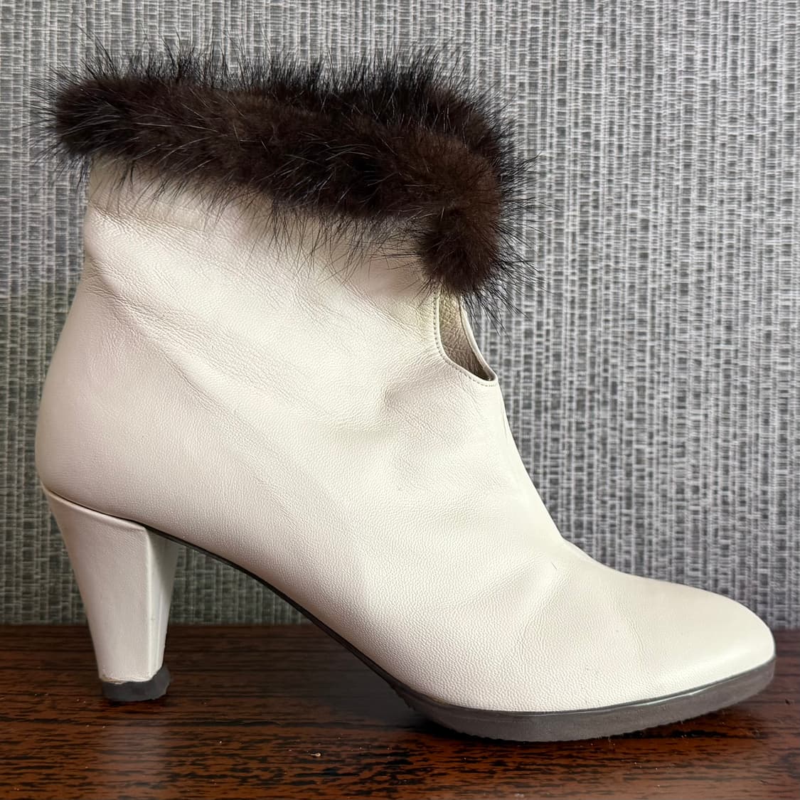 엘칸토 밍크털 아이보리 가죽 앵클 부츠 부티 신발 구두 235 상품이미지4