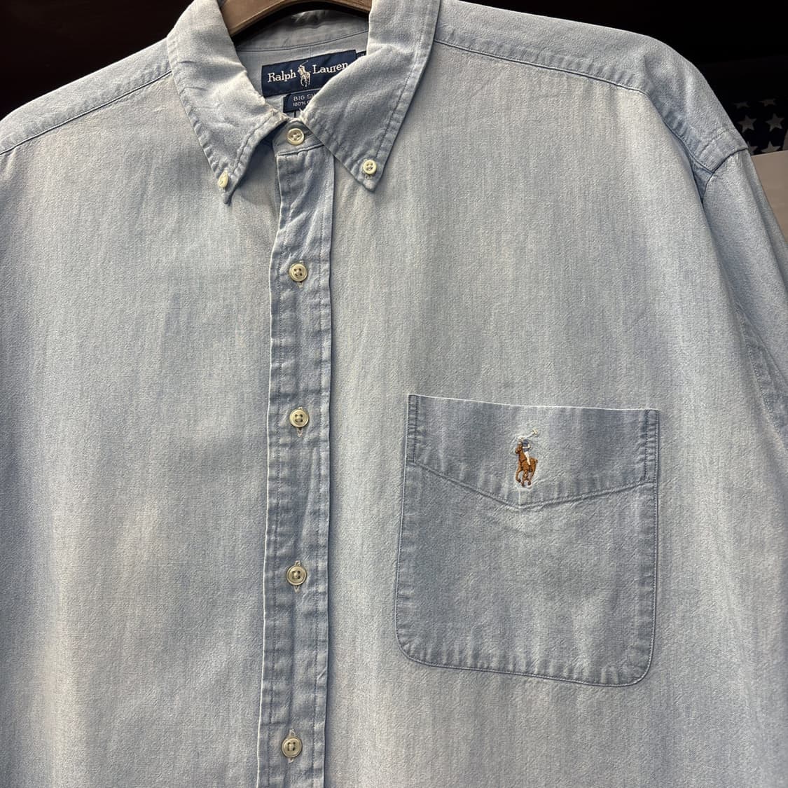 90s 폴로 랄프로렌 빅셔츠 라인 워크포켓 샴브레이셔츠 N1012 상품이미지5