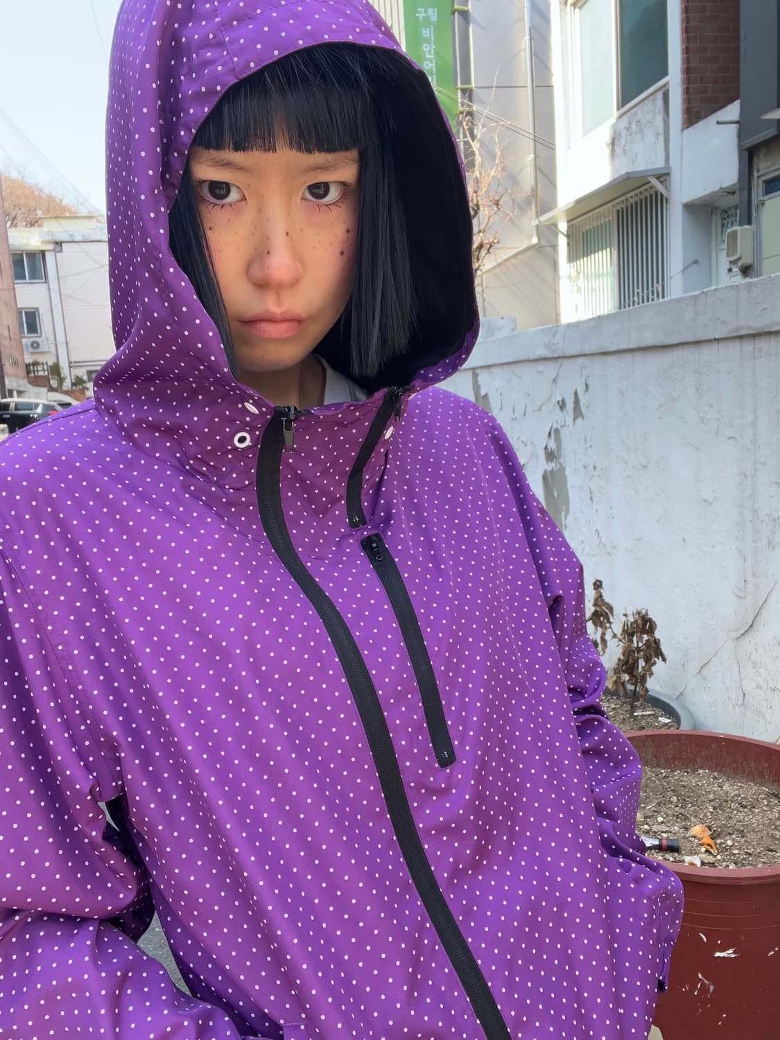 도트 무늬 퍼플 바람막이 상품이미지3