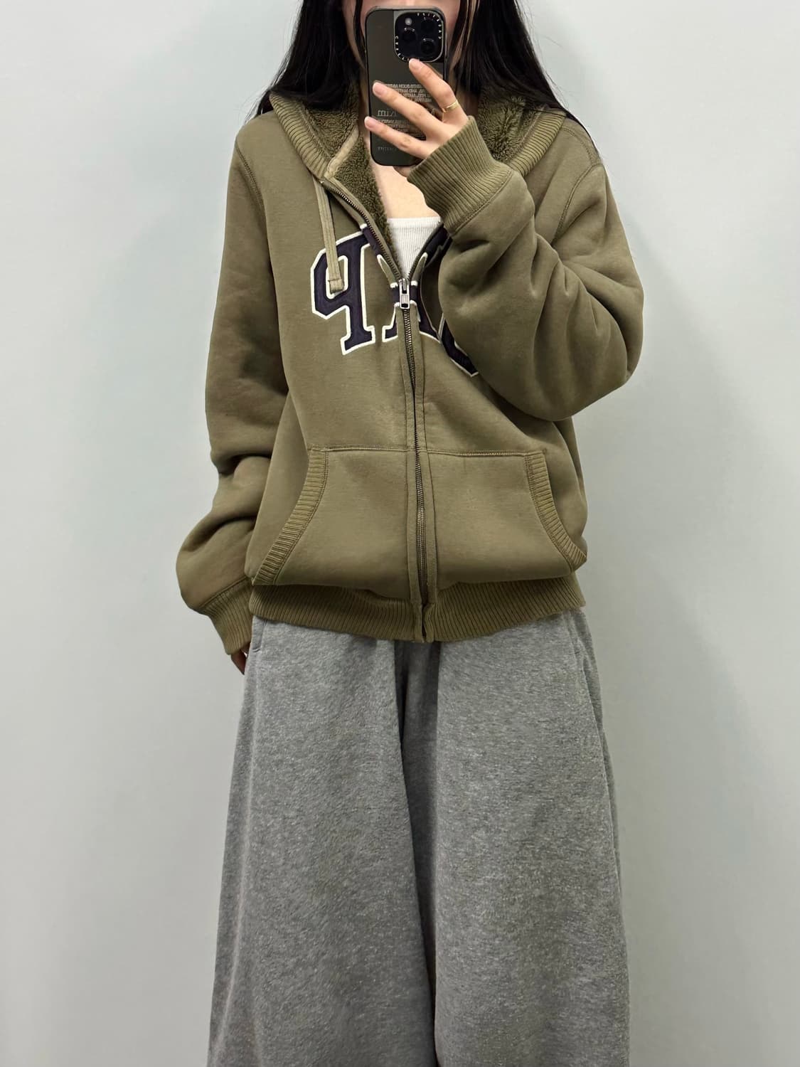 Gap 갭 카키 양털 후드집업 상품이미지1