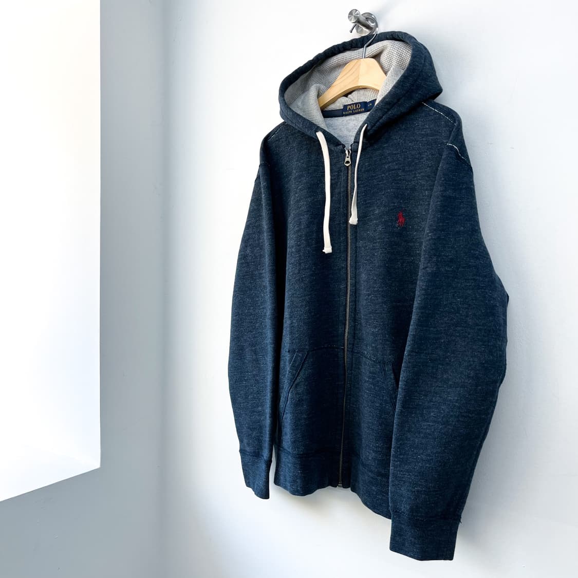 폴로 랄프로렌 신형 포니 멜란지 네이비 써멀 후드집업 상품이미지3