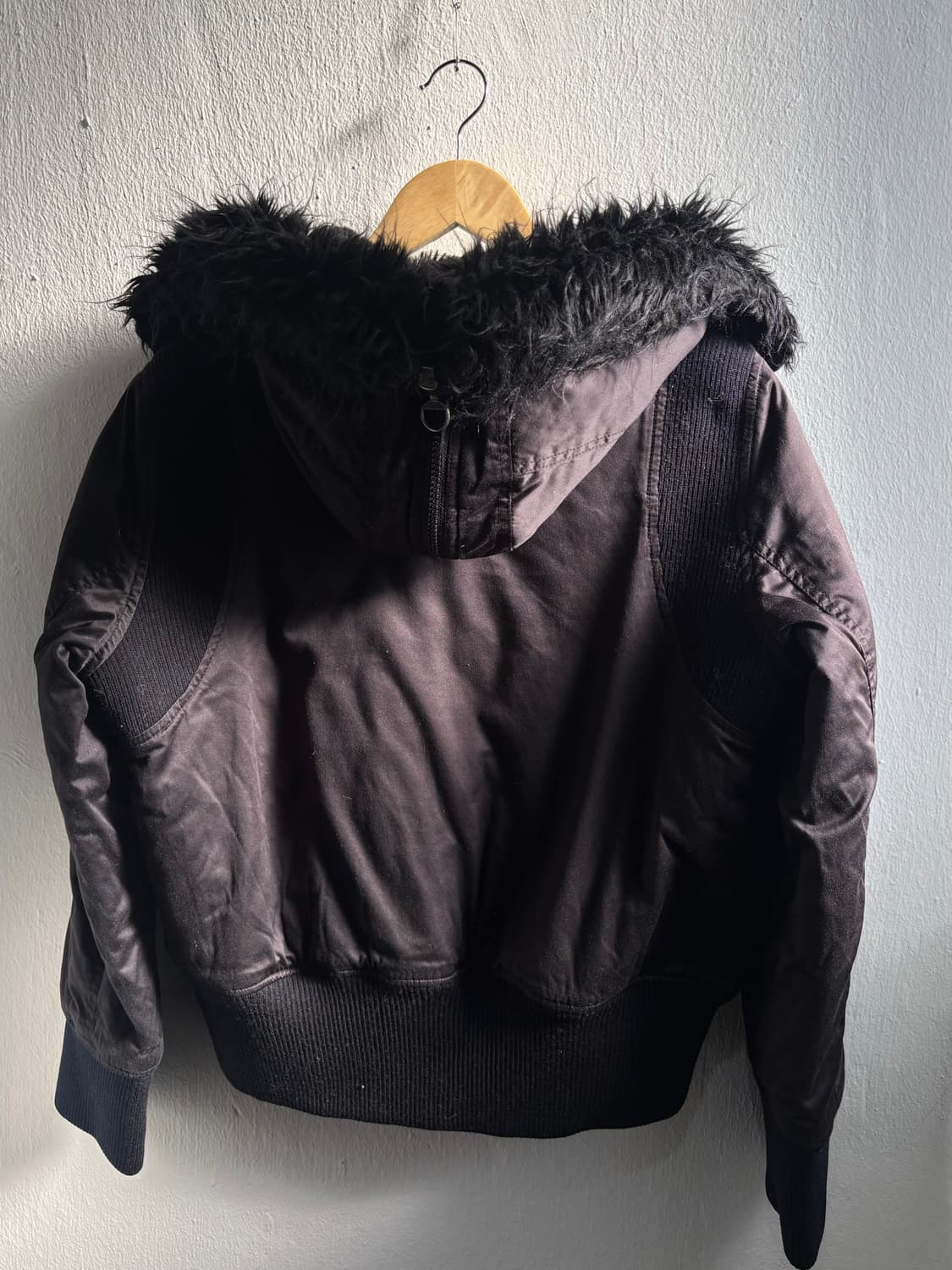 Vintage Black Fur Hood Jacket 상품이미지5