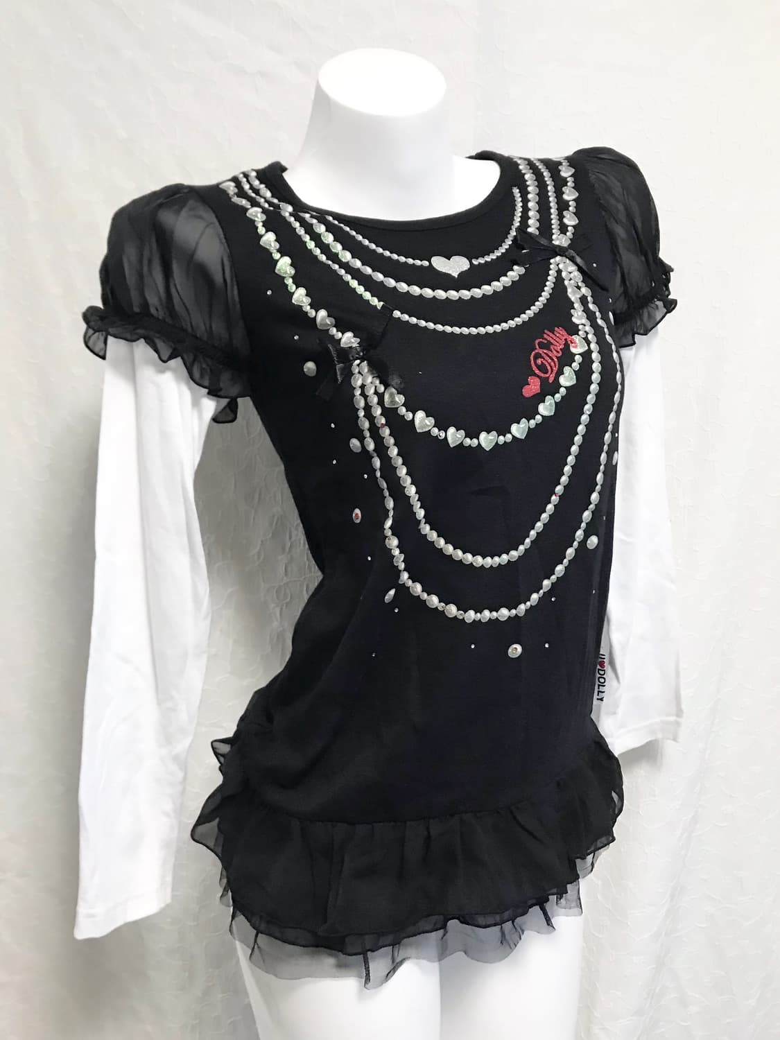 빈티지 갸루 레이어드 프릴 퍼프 롱슬리브 탑 상품이미지2