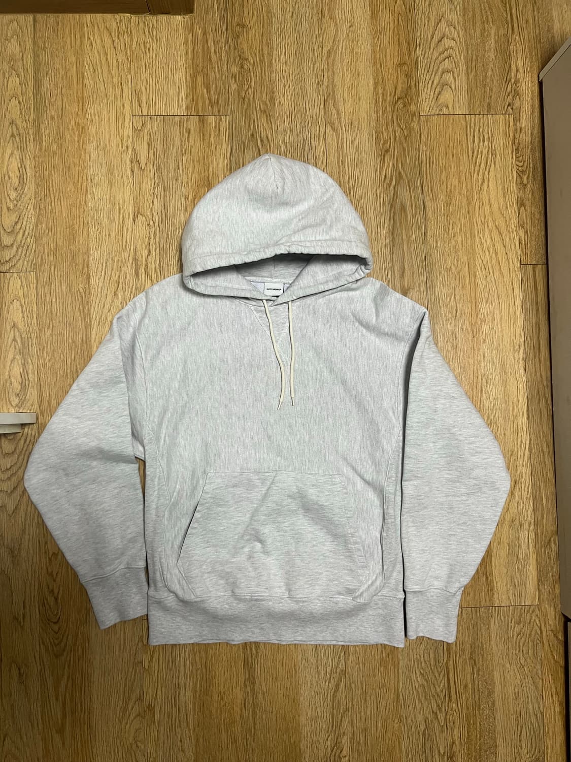 아웃스탠딩 리버스 헤비 후드 스웻 멜란지 그레이 상품이미지2