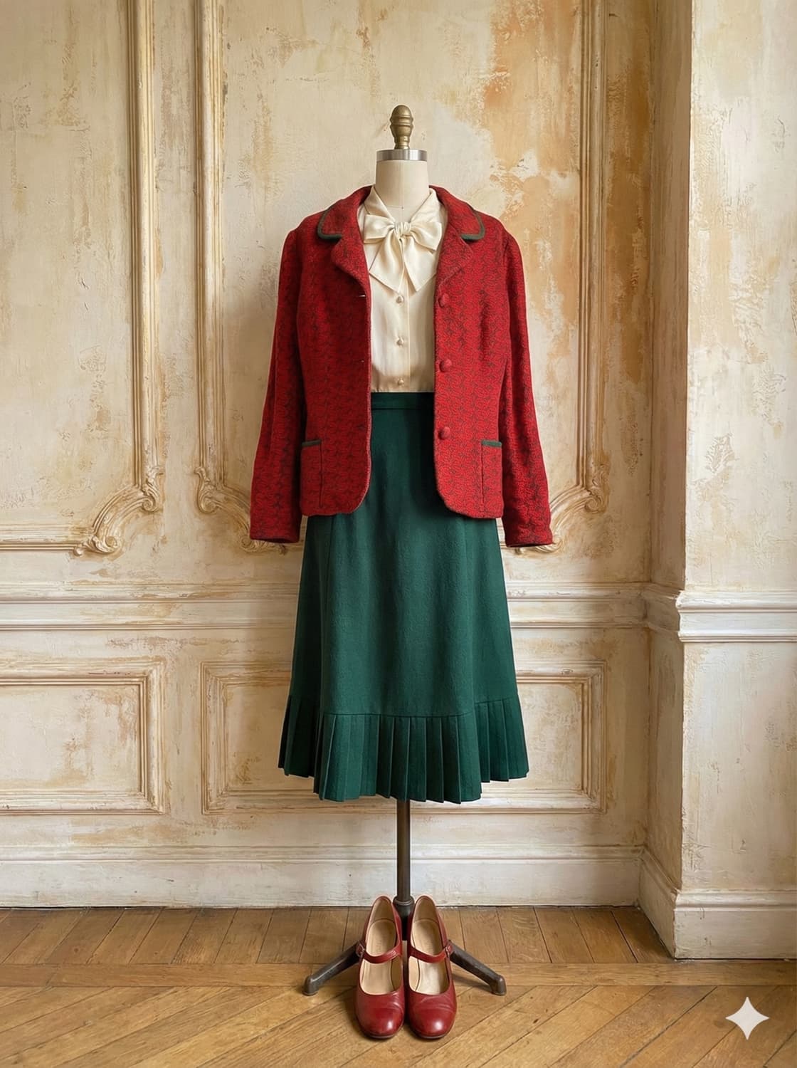 Deep Red Tyrolean Knit Jacket 상품이미지2
