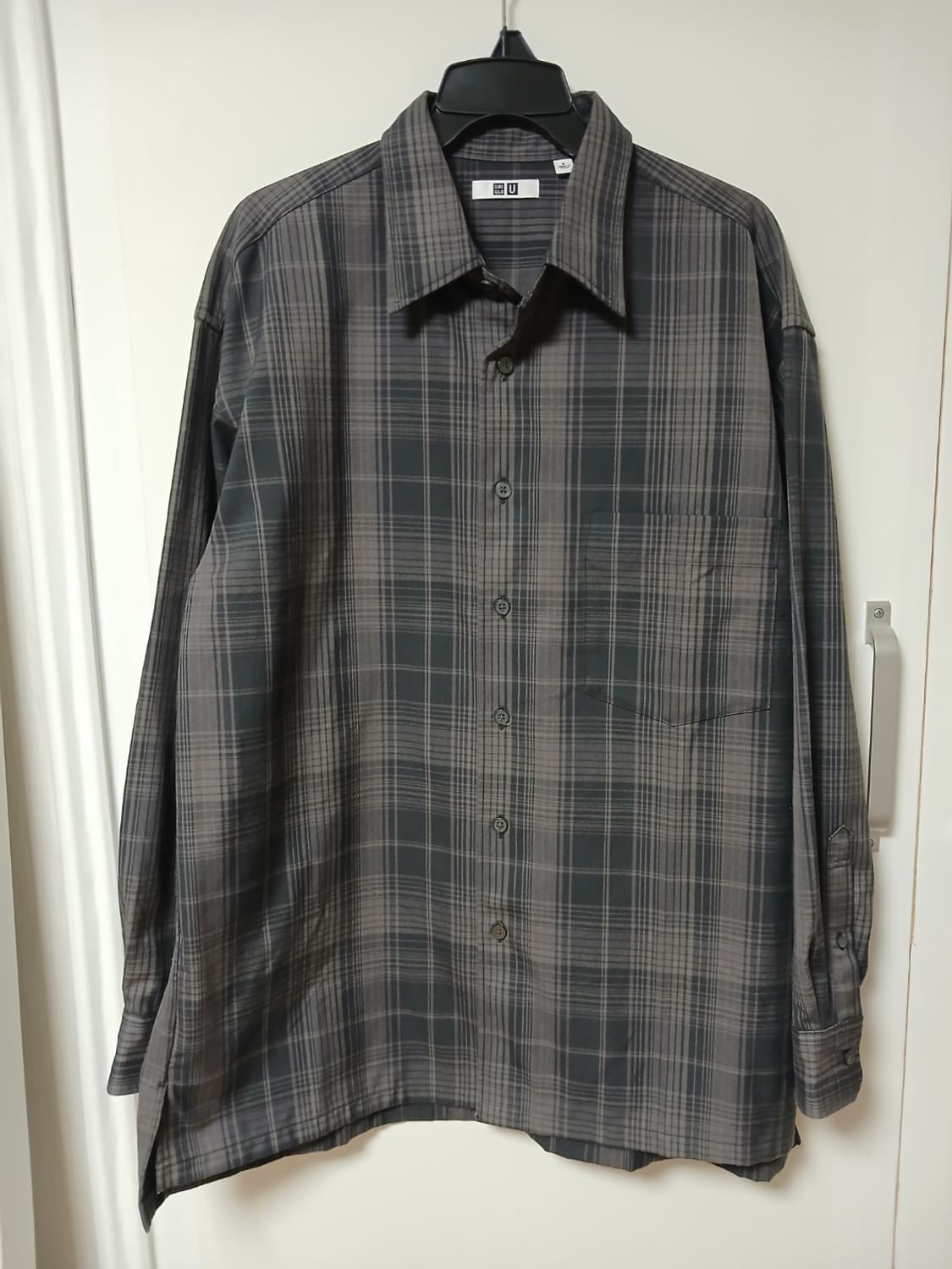 유니클로U 플란넬 오버사이즈 체크 셔츠 상품이미지1