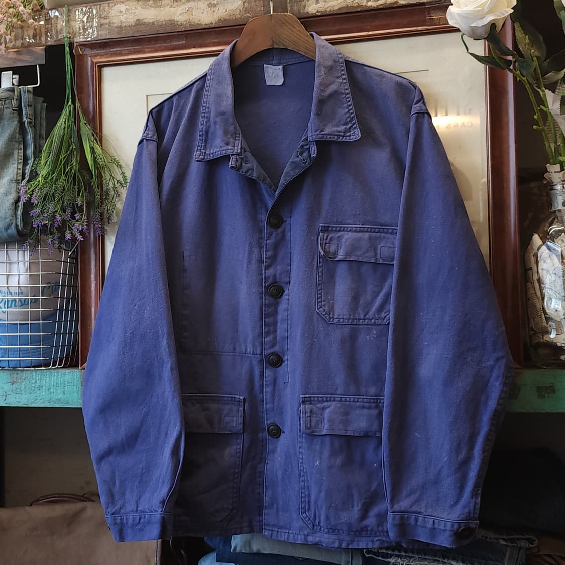60s 프렌치 워크자켓 프렌치자켓 페이딩 퍼플 블루 52 상품이미지2