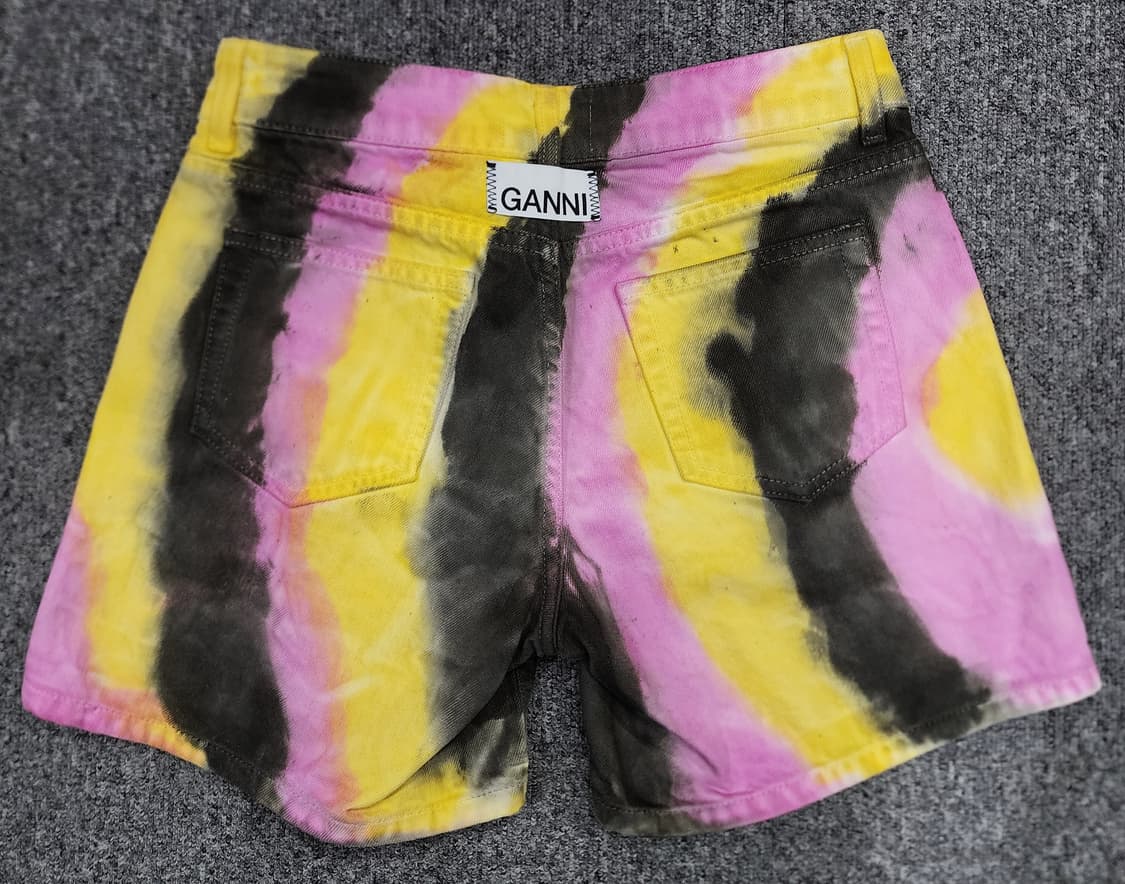 GANNI 가니 멀티 컬러 워시드 타이다이 데님 쇼츠 반바지 25 상품이미지2