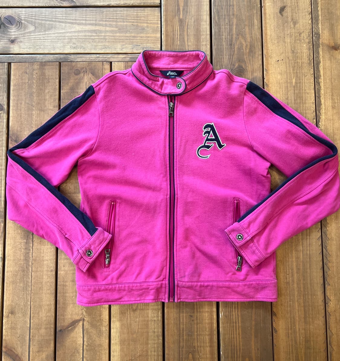 Asics 로고 딥 핑크 집업 상품이미지6