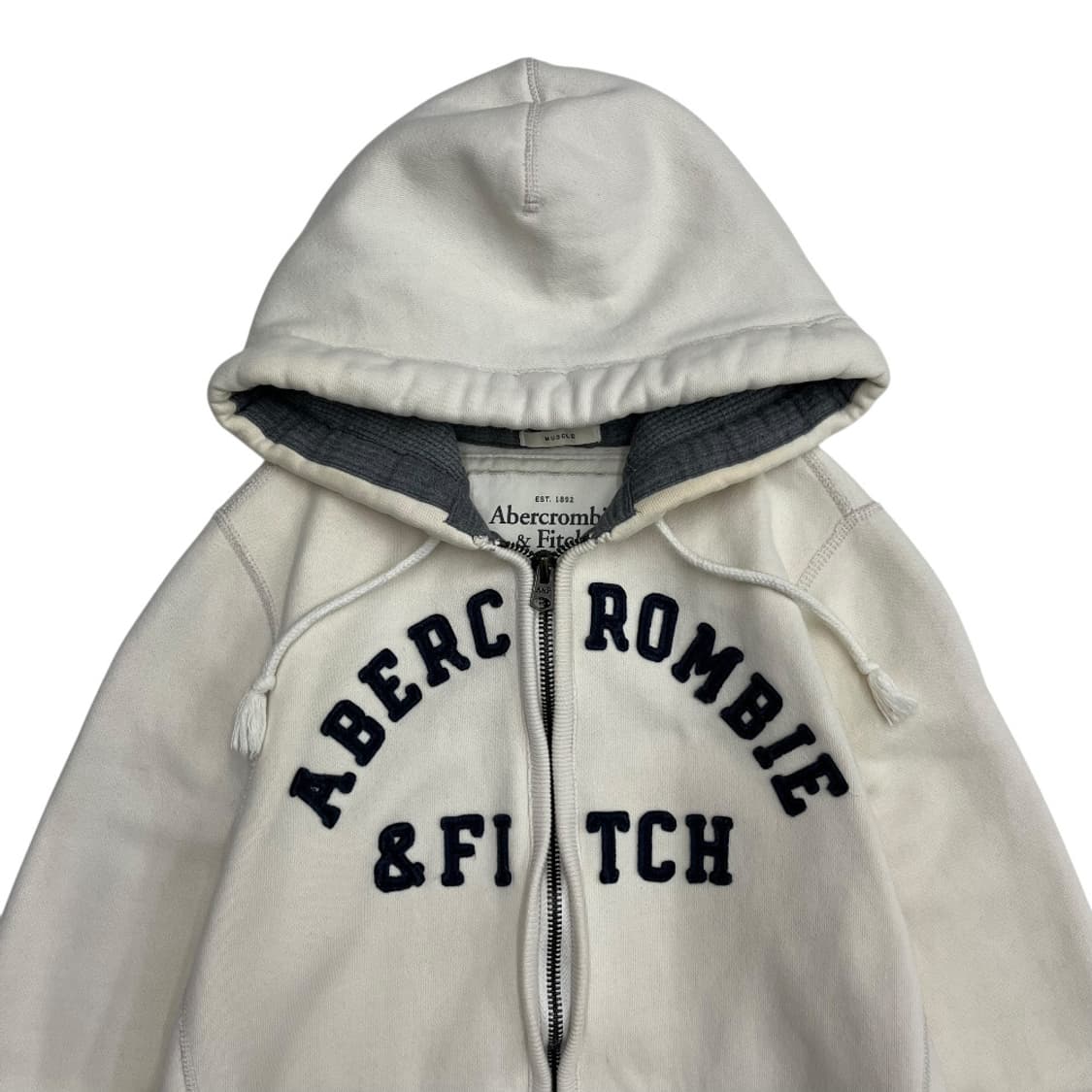 아베크롬비 센터로고 화이트 후드집업 L 상품이미지4