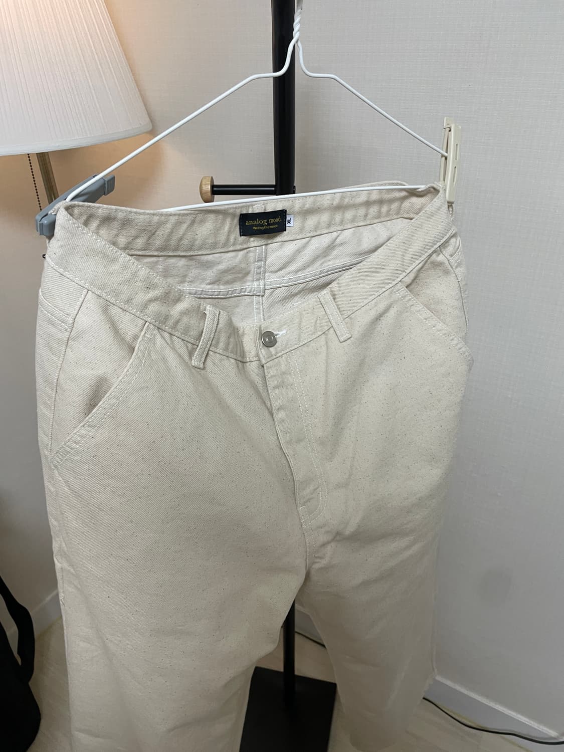 아날로그무드 세미 와이드 데님 팬츠 (크림) 상품이미지3