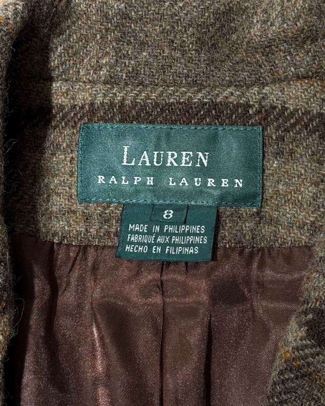 로렌 랄프로렌 브라운 체크 울 싱글 자켓 상품이미지7