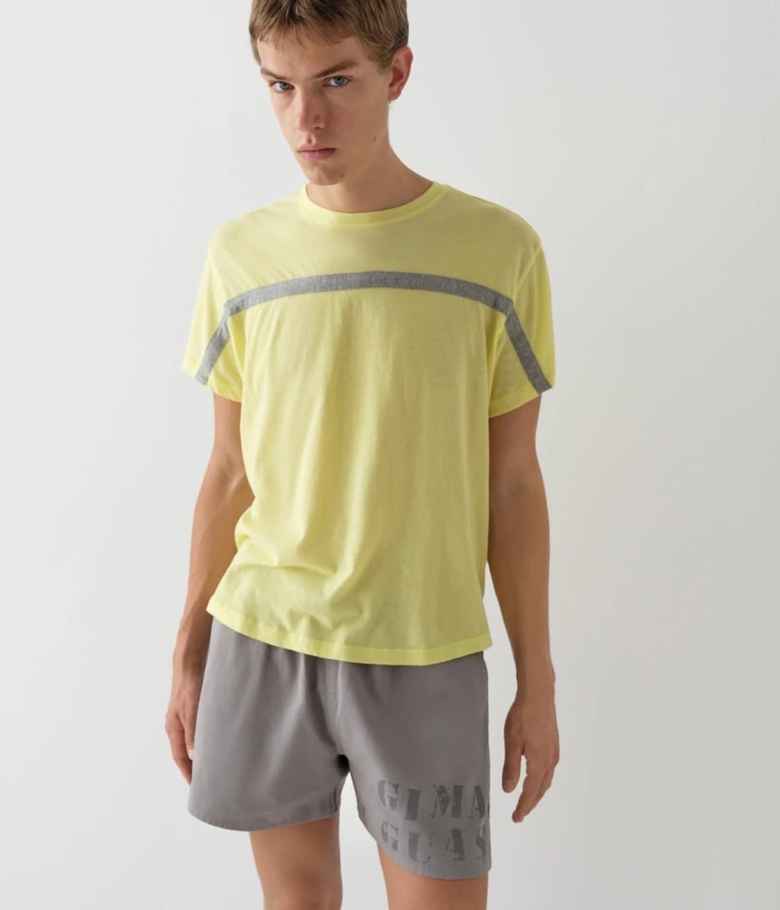 [L,XL]기마구아스 Thomas 라인 티셔츠/옐로우 상품이미지1