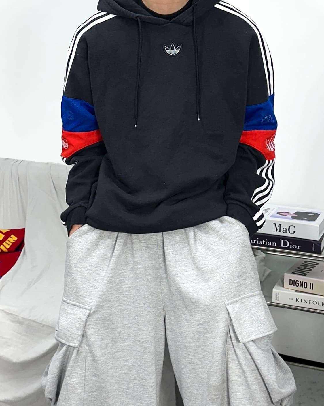 아디다스 블랙 TS 트레포일 후드티 M 상품이미지1