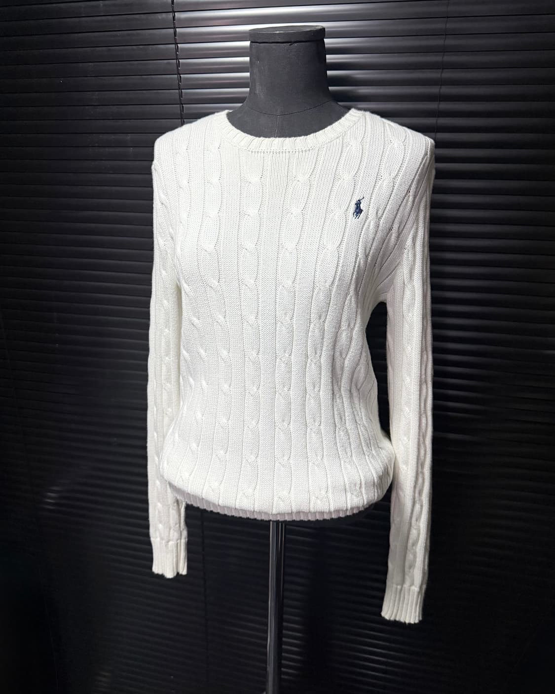폴로 랄프로렌 화이트 흰색 꽈배기 스웨터 니트 긴팔 코튼 면 S 90 상품이미지1