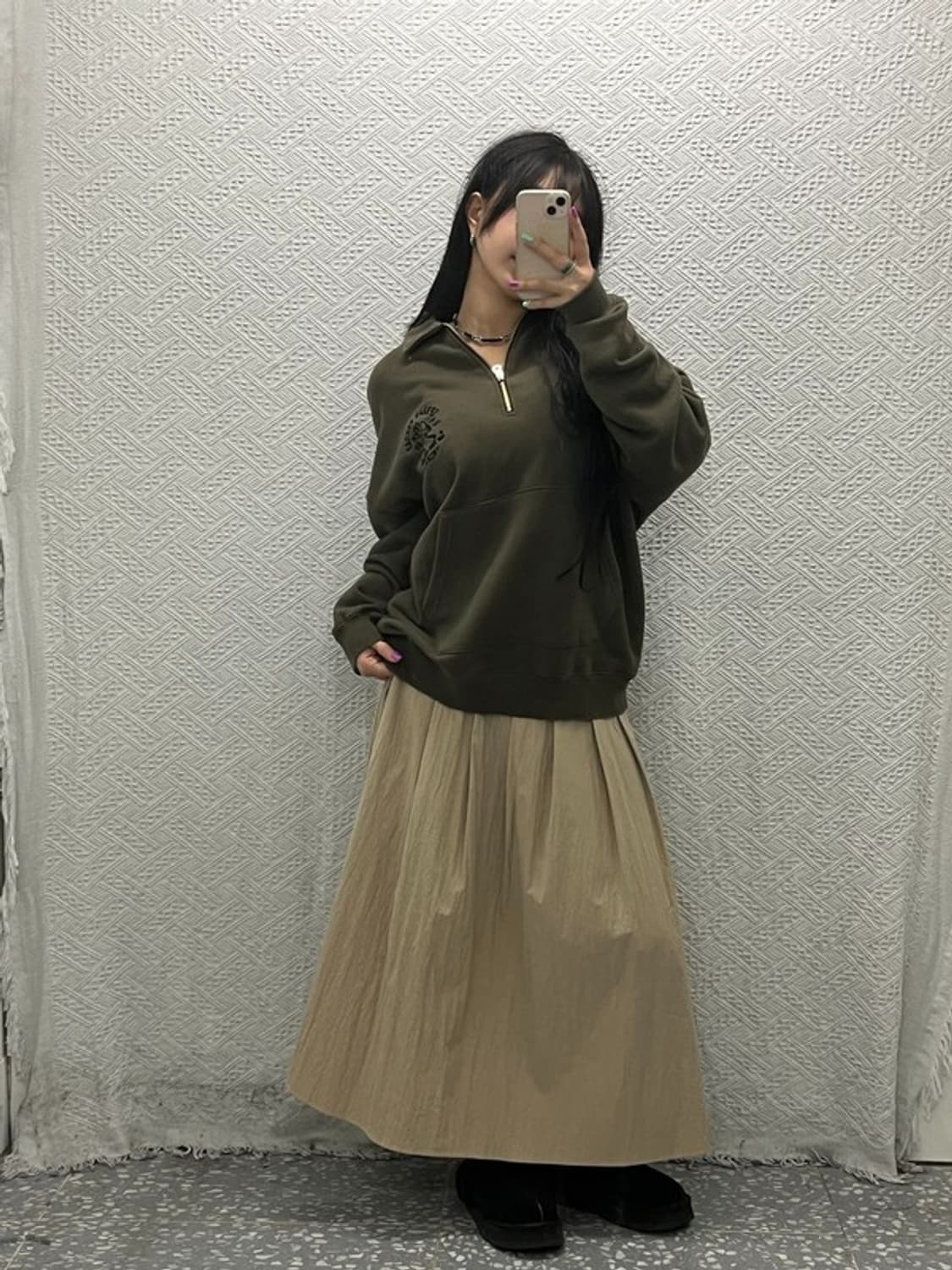 브라운브레스 빈티지 캐주얼 카키 반집업 맨투맨 M C06579 상품이미지2