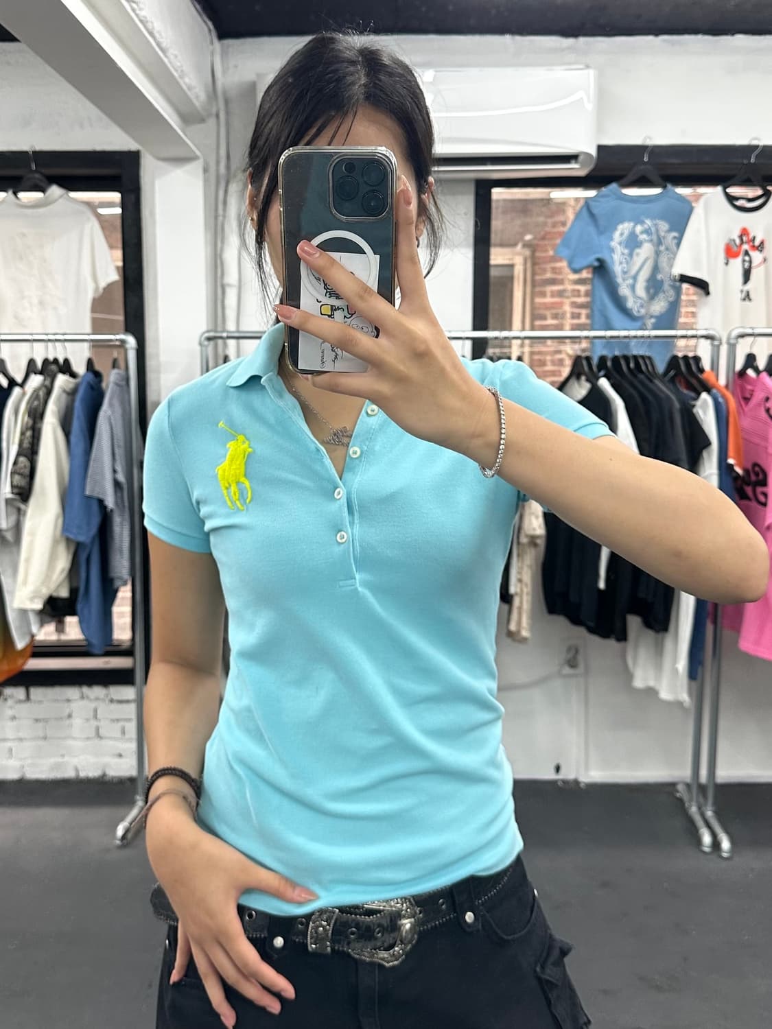 폴로 랄프로렌 민트 빅포니 카라 티셔츠 상품이미지1