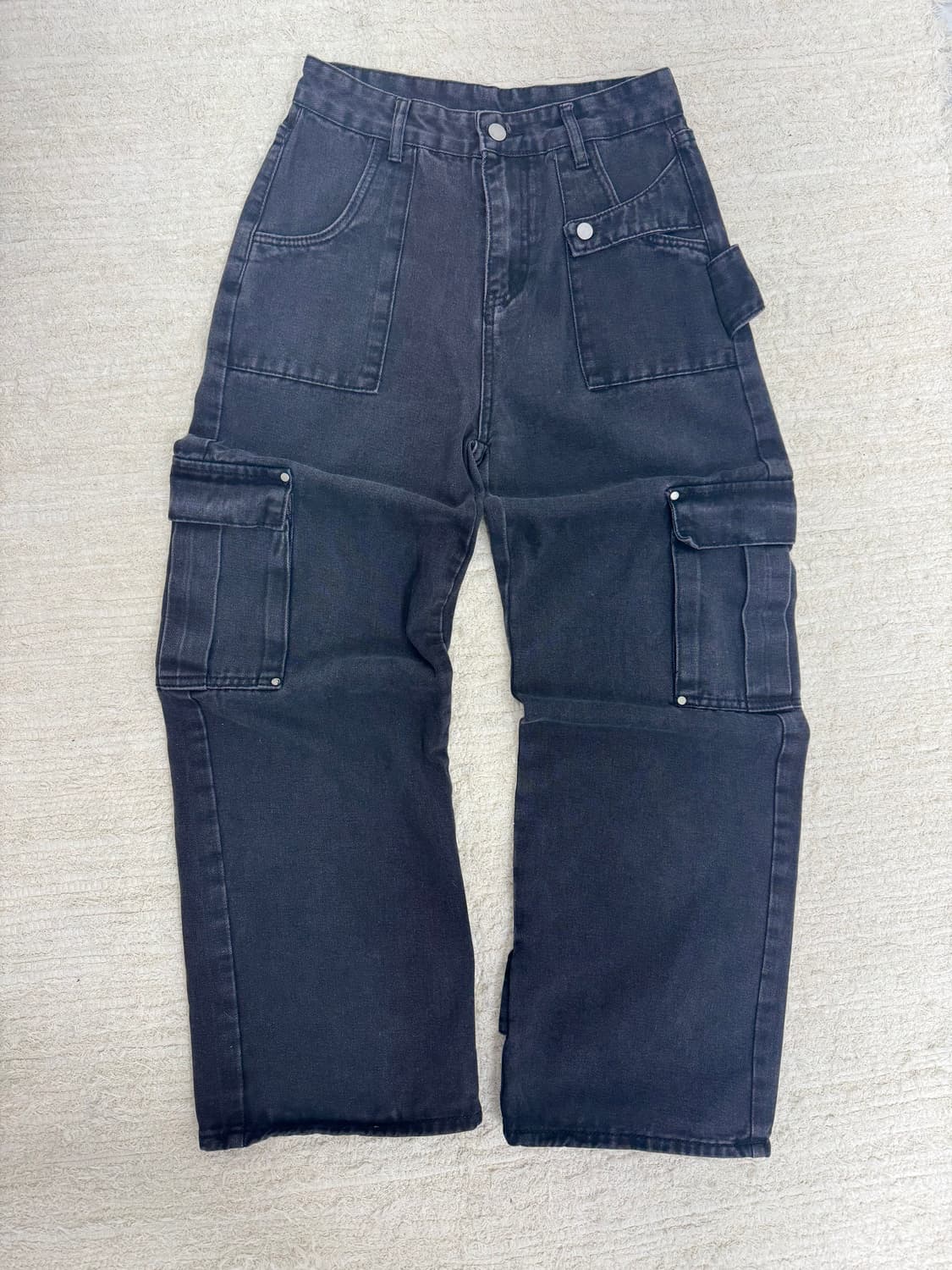 •Japnese vintage 블랙 워시드 카고 데님 팬츠 상품이미지1