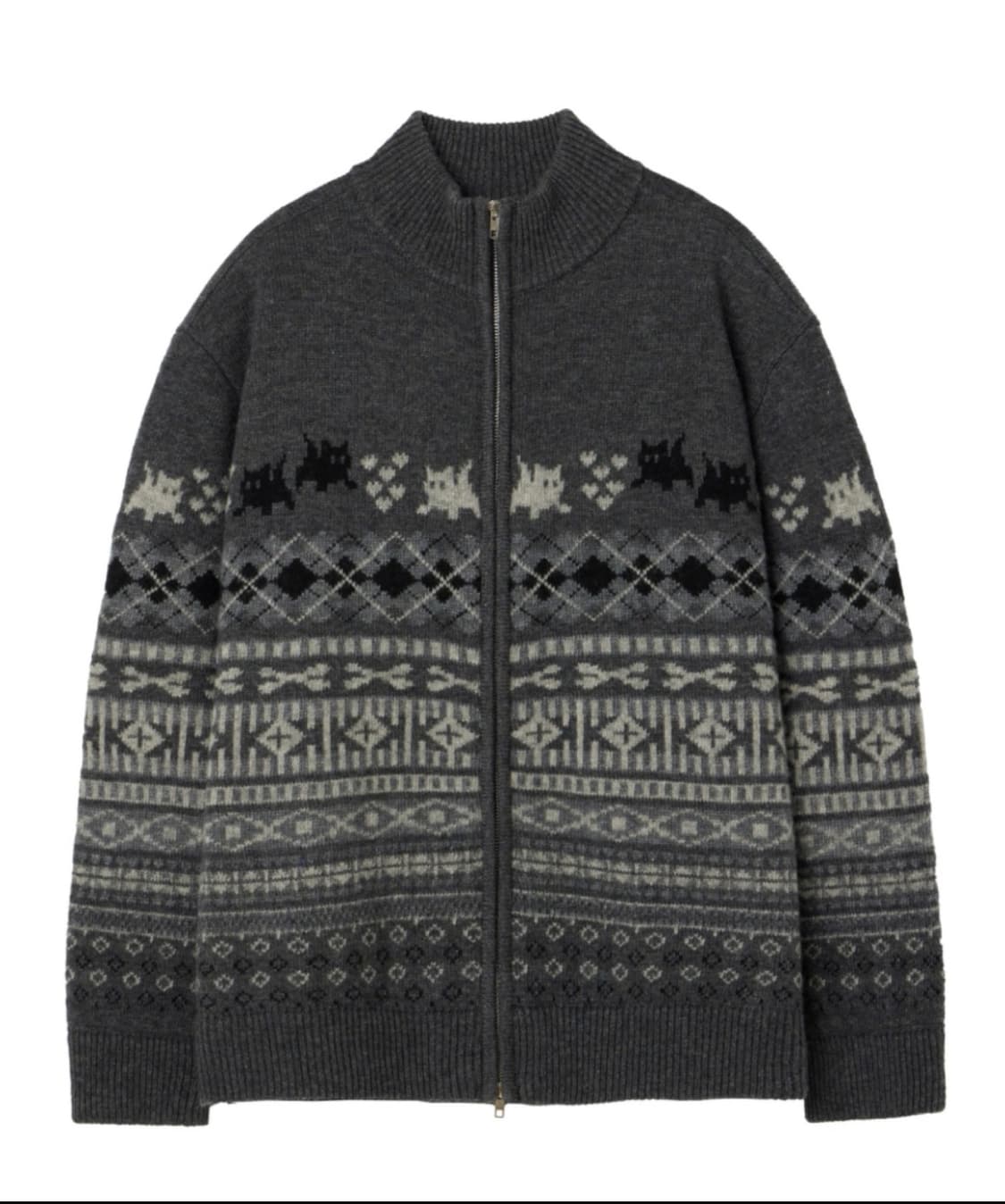 르아브 ME-OW 페어아이슬 집업 가디건 차콜 남녀 공용 M 상품이미지2