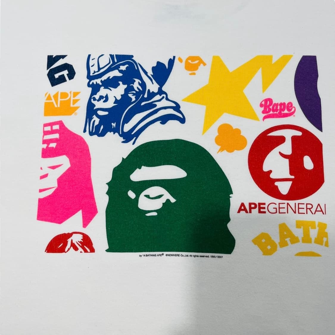 베이프 06s 아트 컬러 사루 화이트 빈티지 반팔 티셔츠 상품이미지4