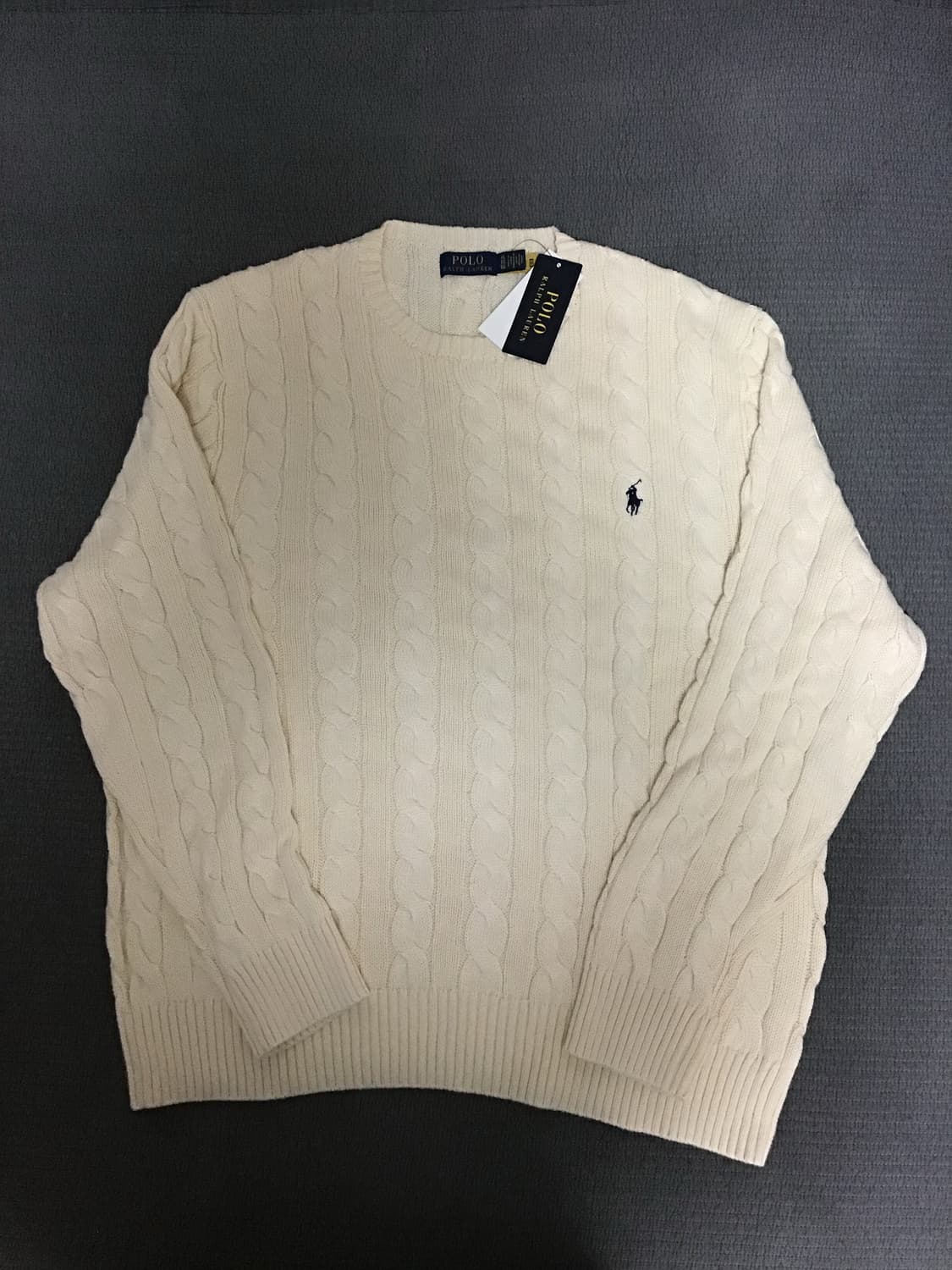 폴로 랄프 로렌 케이블 니트 코튼 스웨터 내추럴 상품이미지2