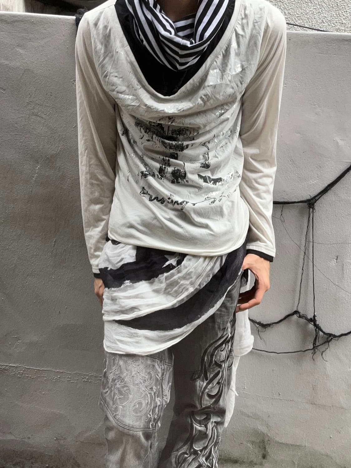 *Rare* Jpn 펑크 00s 버닝쇼 레이어드 롱슬리브 상품이미지1